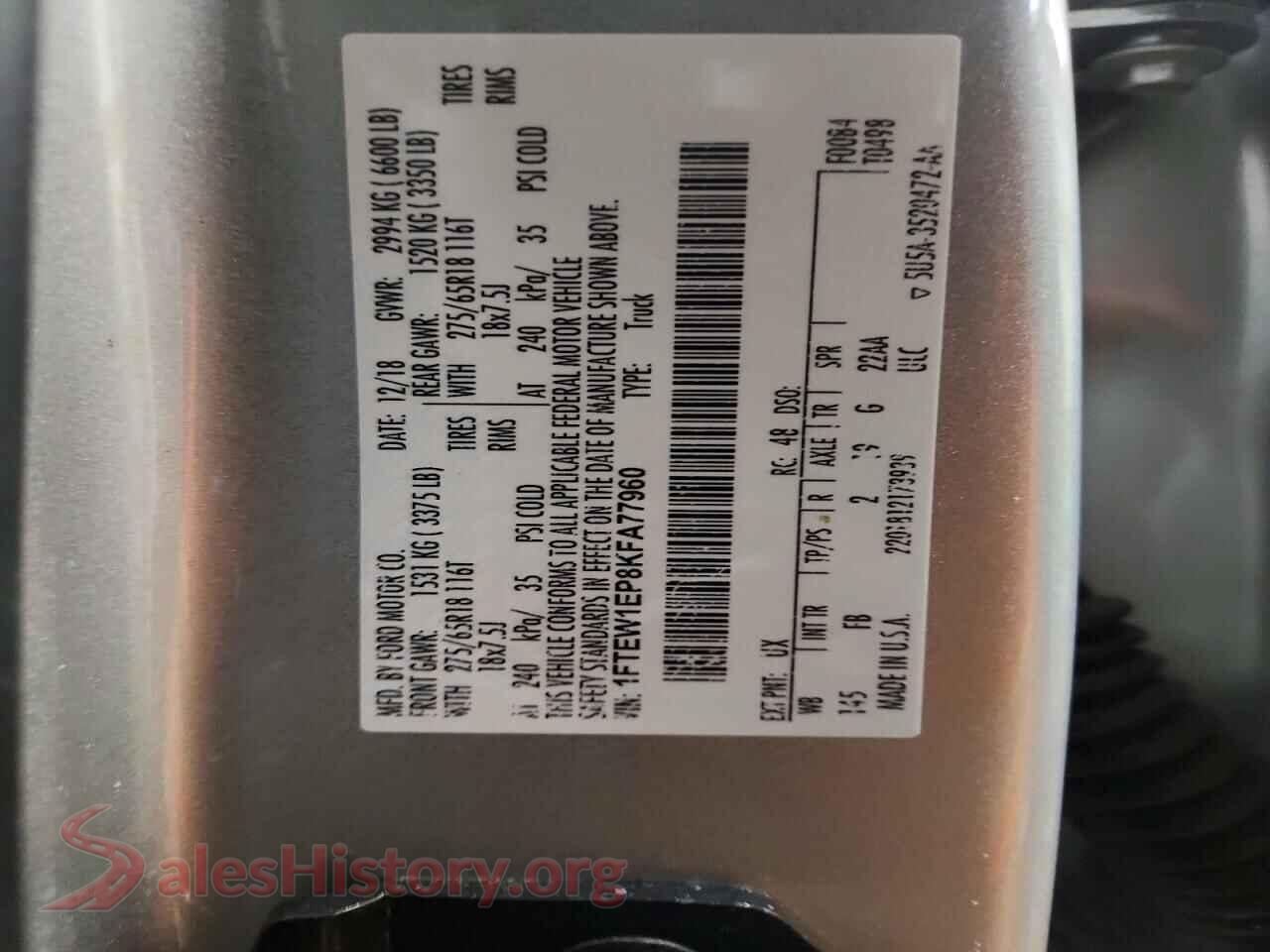 2019 FORD F-150 VIN 1FTEW1EP8KFA77960, wheel and tire