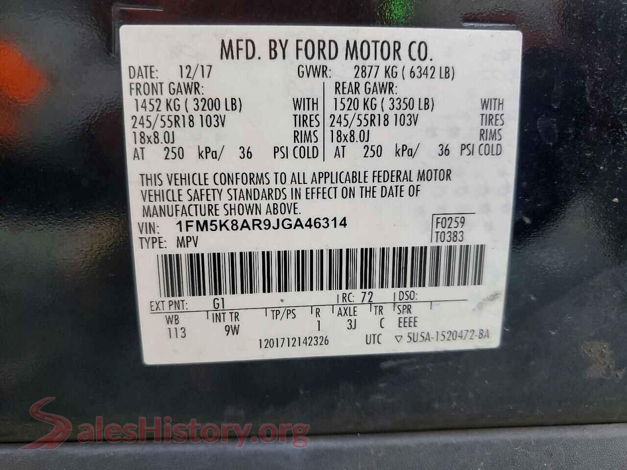 2018 FORD EXPLORER VIN 1FM5K8AR9JGA46314, wheel and tire