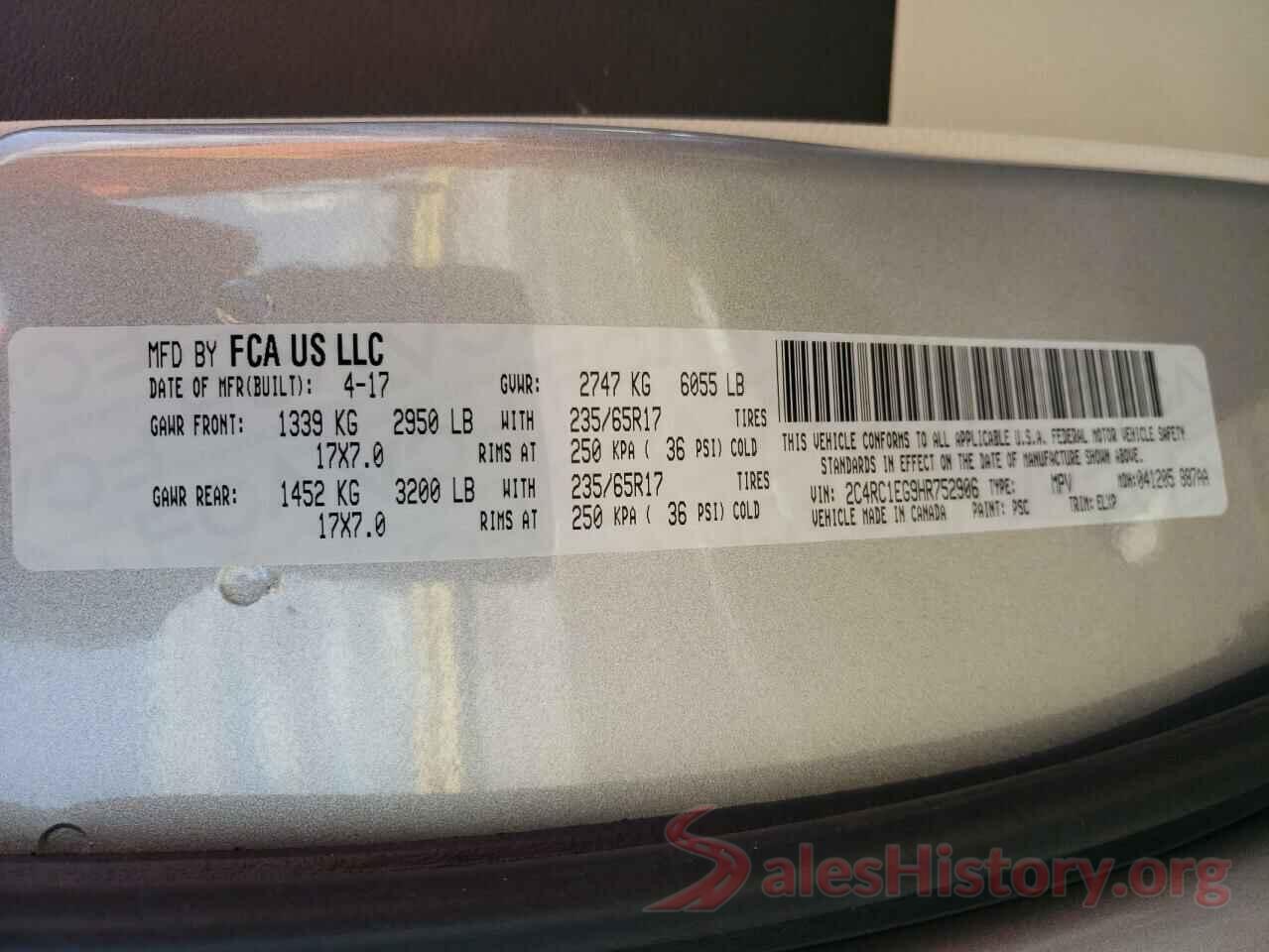 2C4RC1EG9HR752906 2017 CHRYSLER PACIFICA