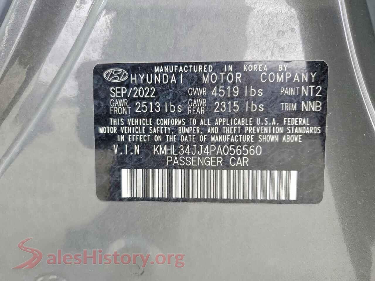 2023 HYUNDAI SONATA VIN KMHL34JJ4PA056560, trunk area
