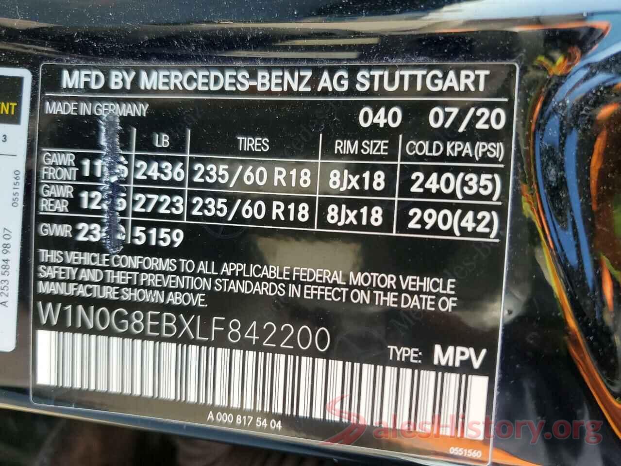 W1N0G8EBXLF842200 2020 MERCEDES-BENZ GLC-CLASS