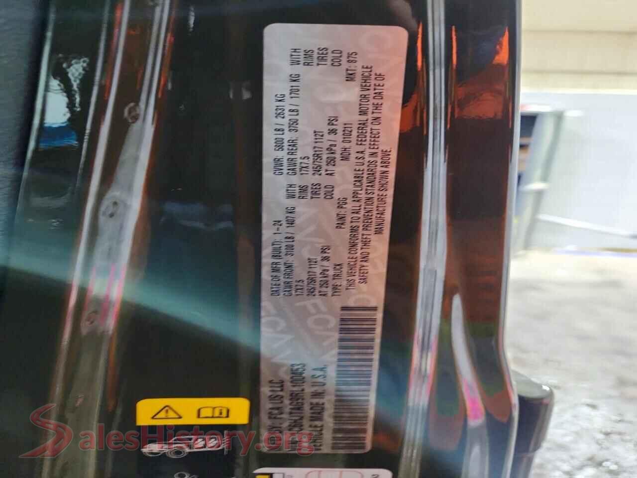 2024 JEEP GLADIATOR VIN 1C6HJTAG9RL100453, wheel and tire