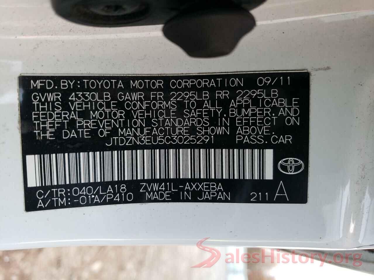 JTDZN3EU5C3025291 2012 TOYOTA PRIUS