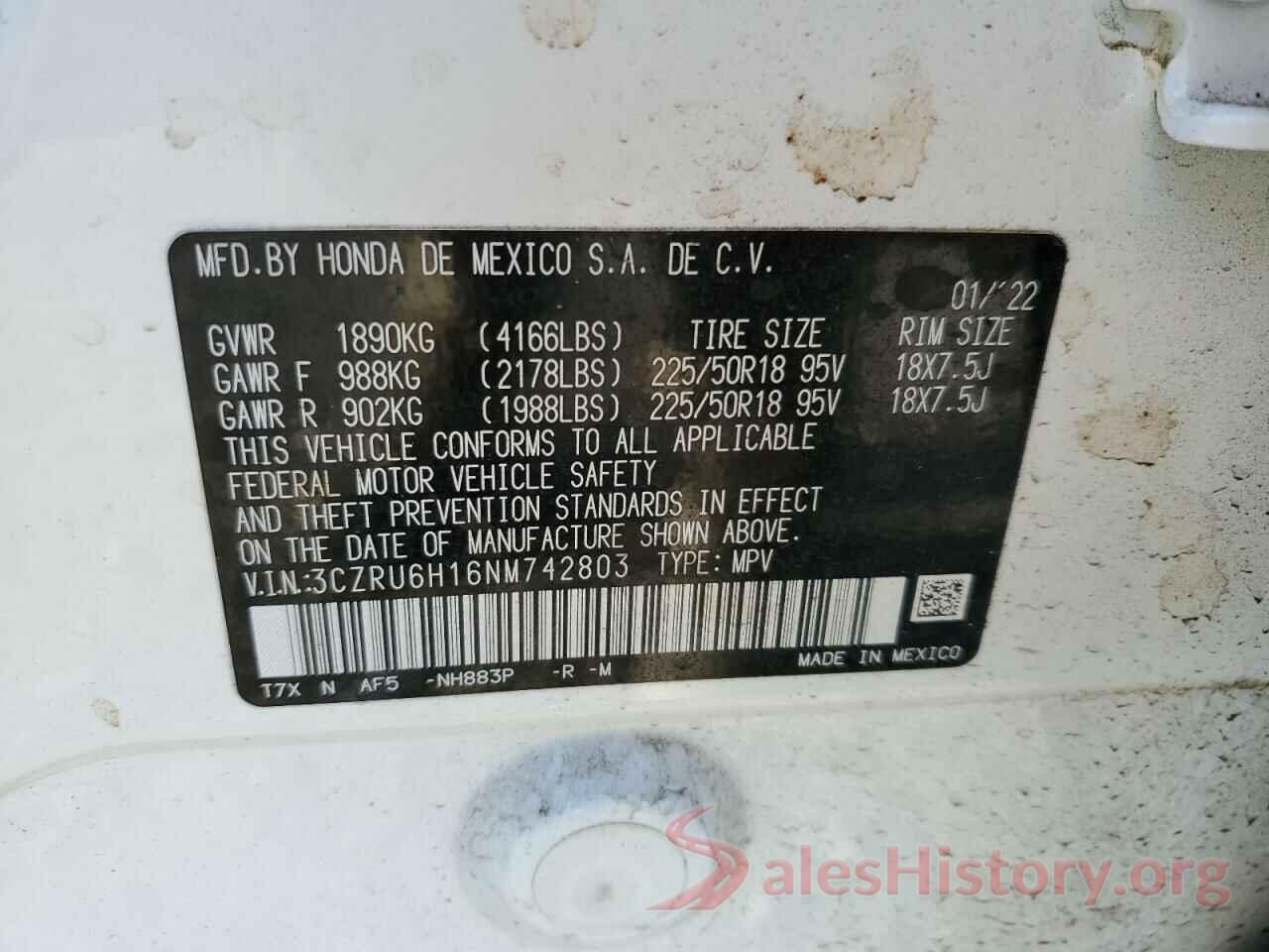 3CZRU6H16NM742803 2022 HONDA HR-V