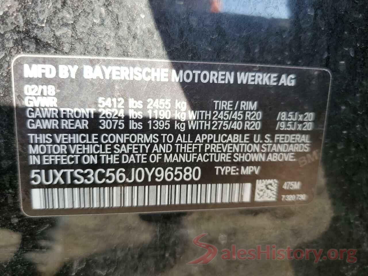 5UXTS3C56J0Y96580 2018 BMW X3