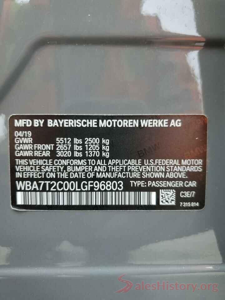 WBA7T2C00LGF96803 2020 BMW 7 SERIES