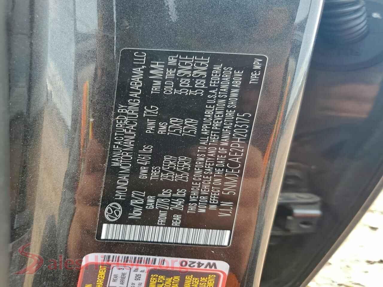 2023 HYUNDAI TUCSON VIN 5NMJECAE2PH203175, trunk area