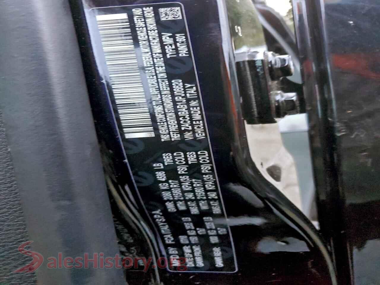 2018 JEEP RENEGADE VIN ZACCJBAB1JPJ06620, trunk area