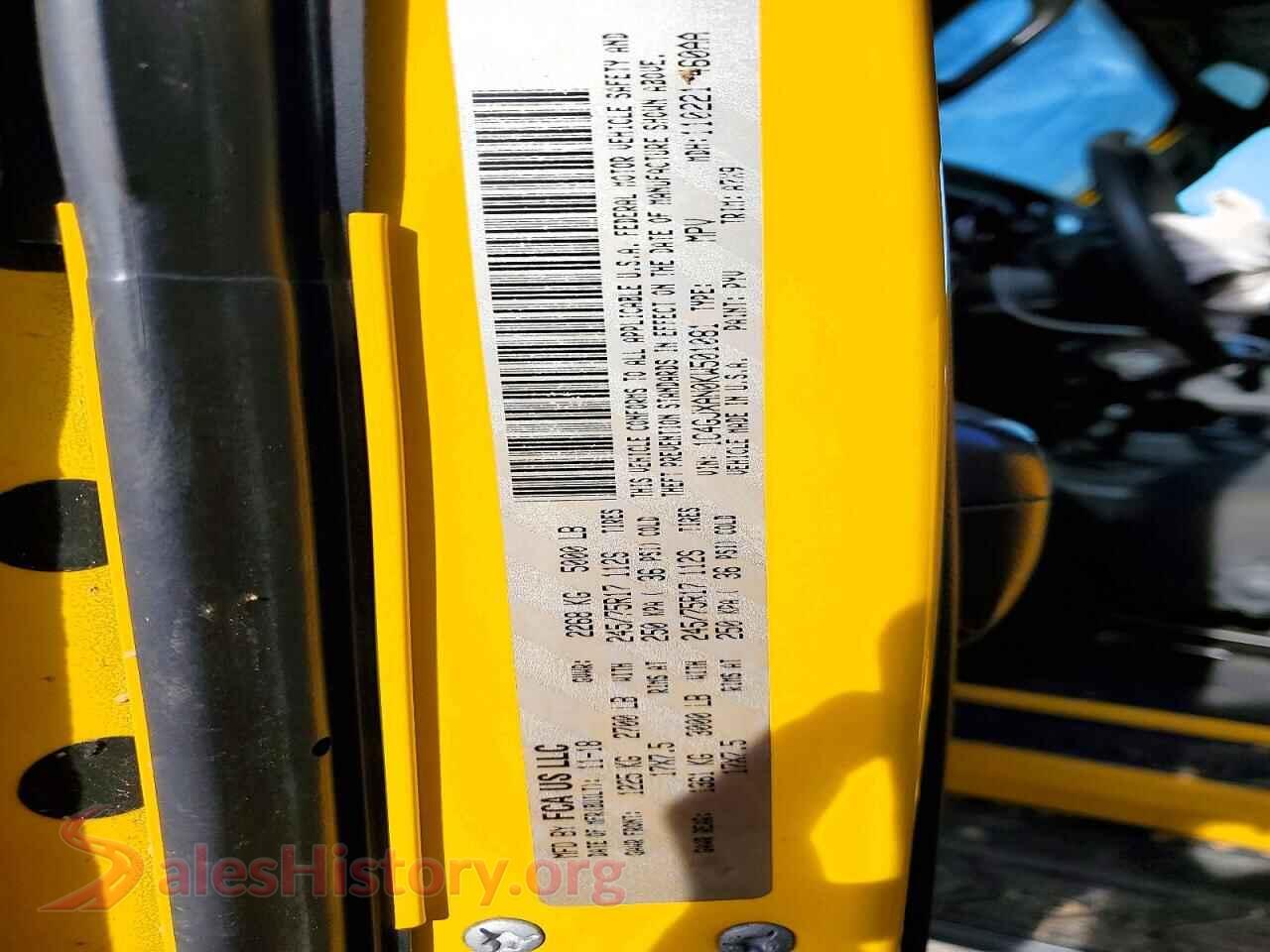 2019 JEEP WRANGLER VIN 1C4GJXAN0KW501081, wheel and tire