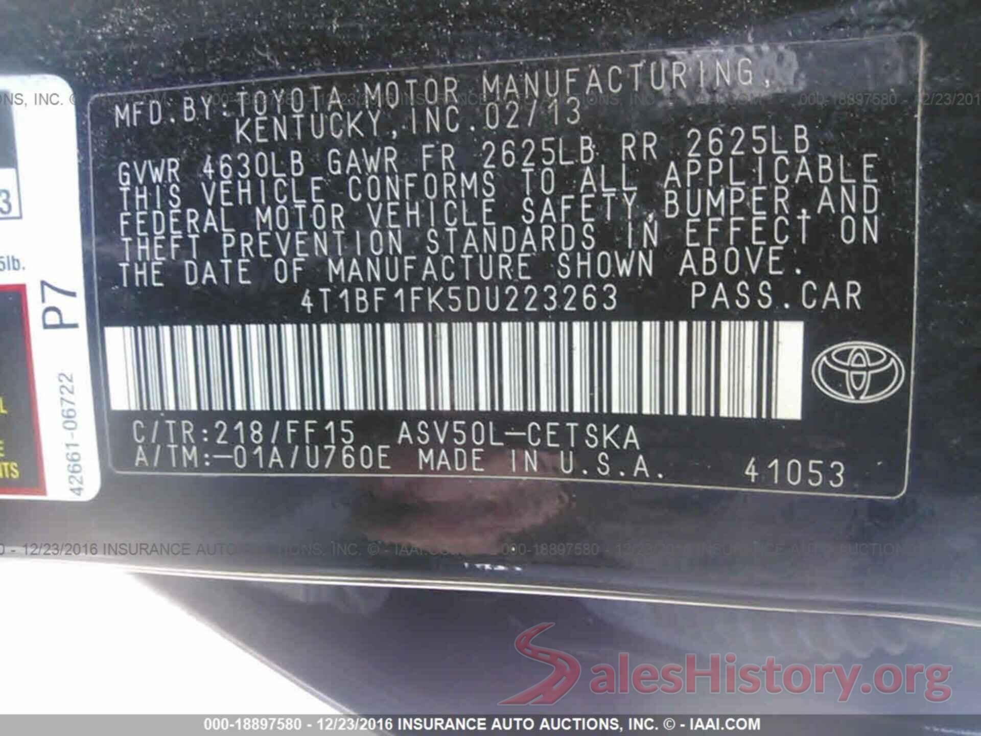 4T1BF1FK5DU223263 2013 Toyota Camry