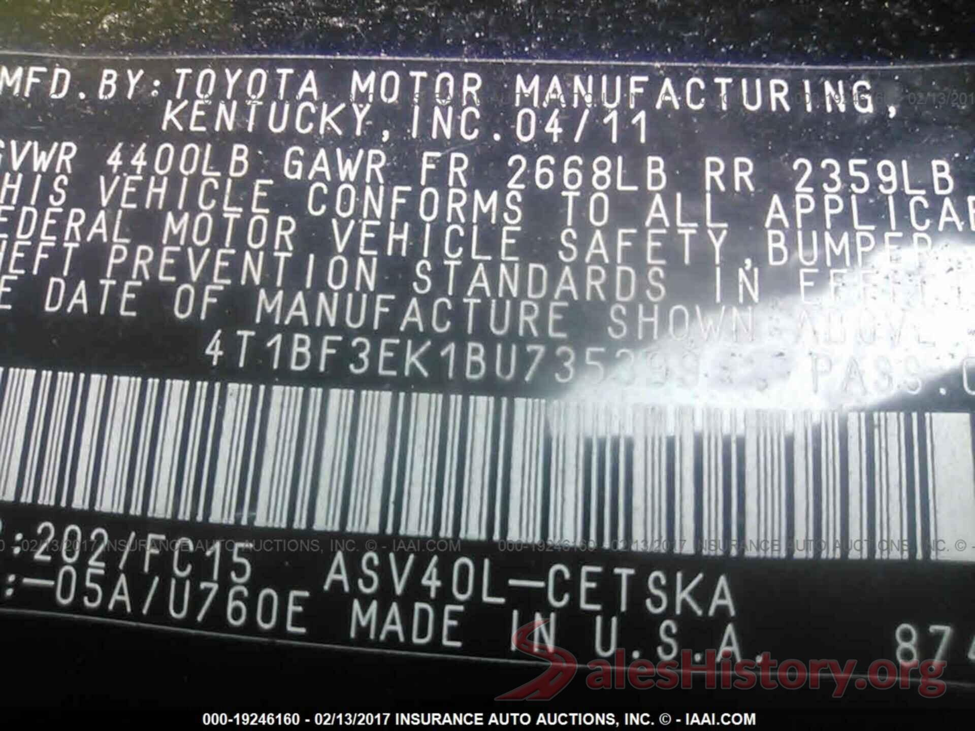 4T1BF3EK1BU735399 2011 Toyota Camry