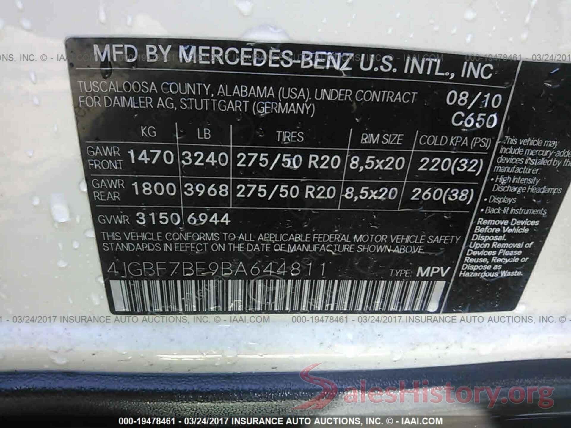 4JGBF7BE9BA644811 2011 Mercedes-benz Gl