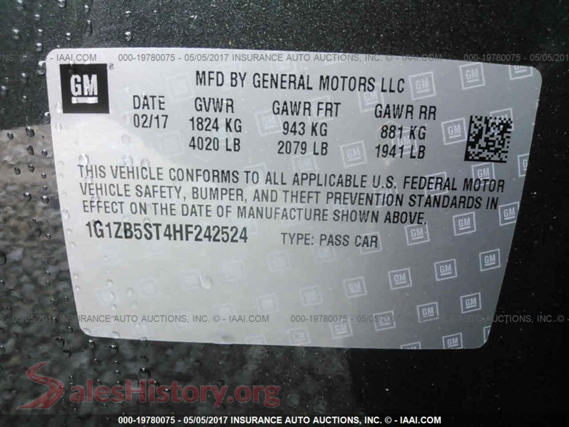 2017 Chevrolet Malibu VIN 1G1ZB5ST4HF242524, engine bay