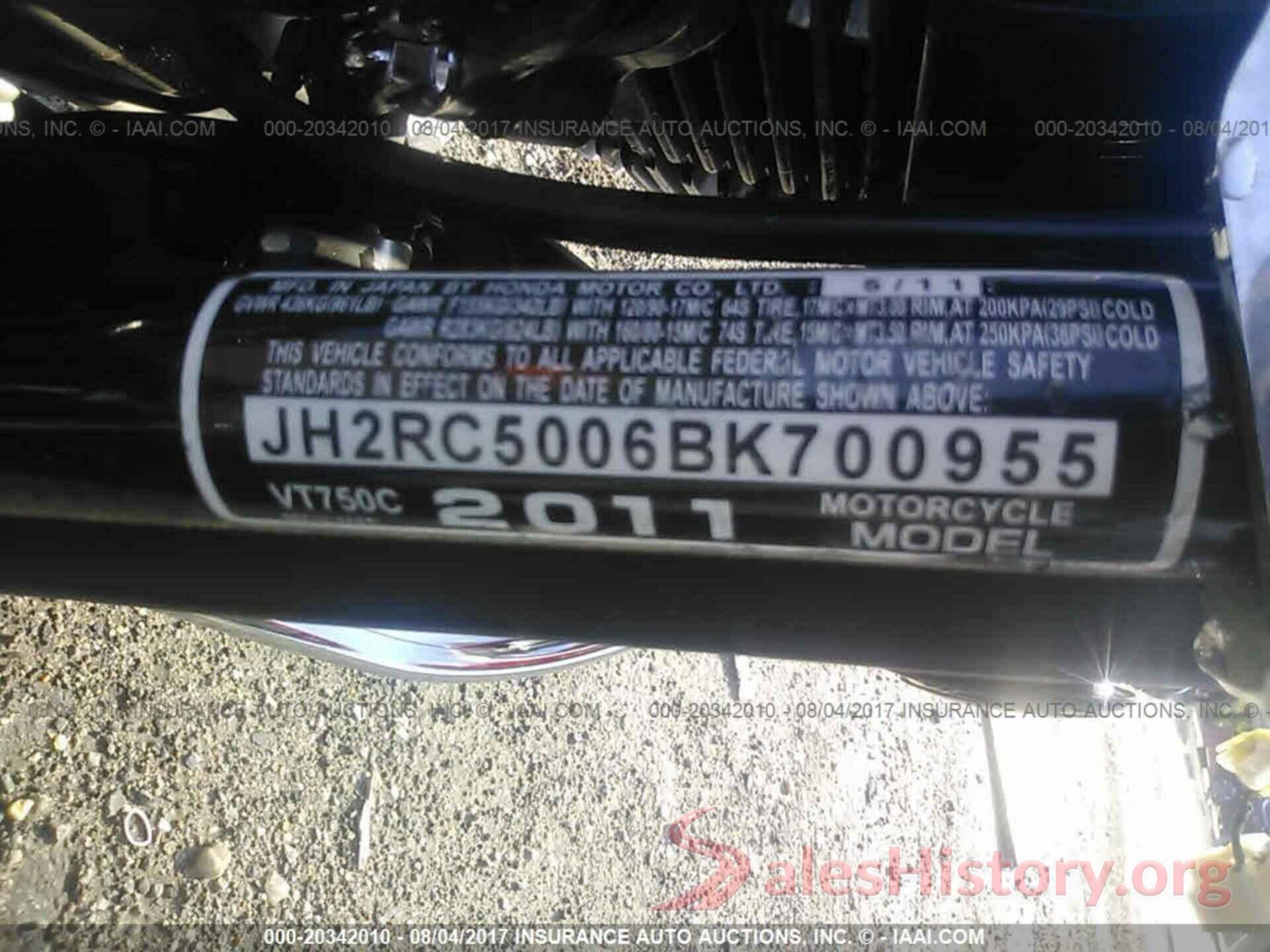 JH2RC5006BK700955 2011 Honda Vt750