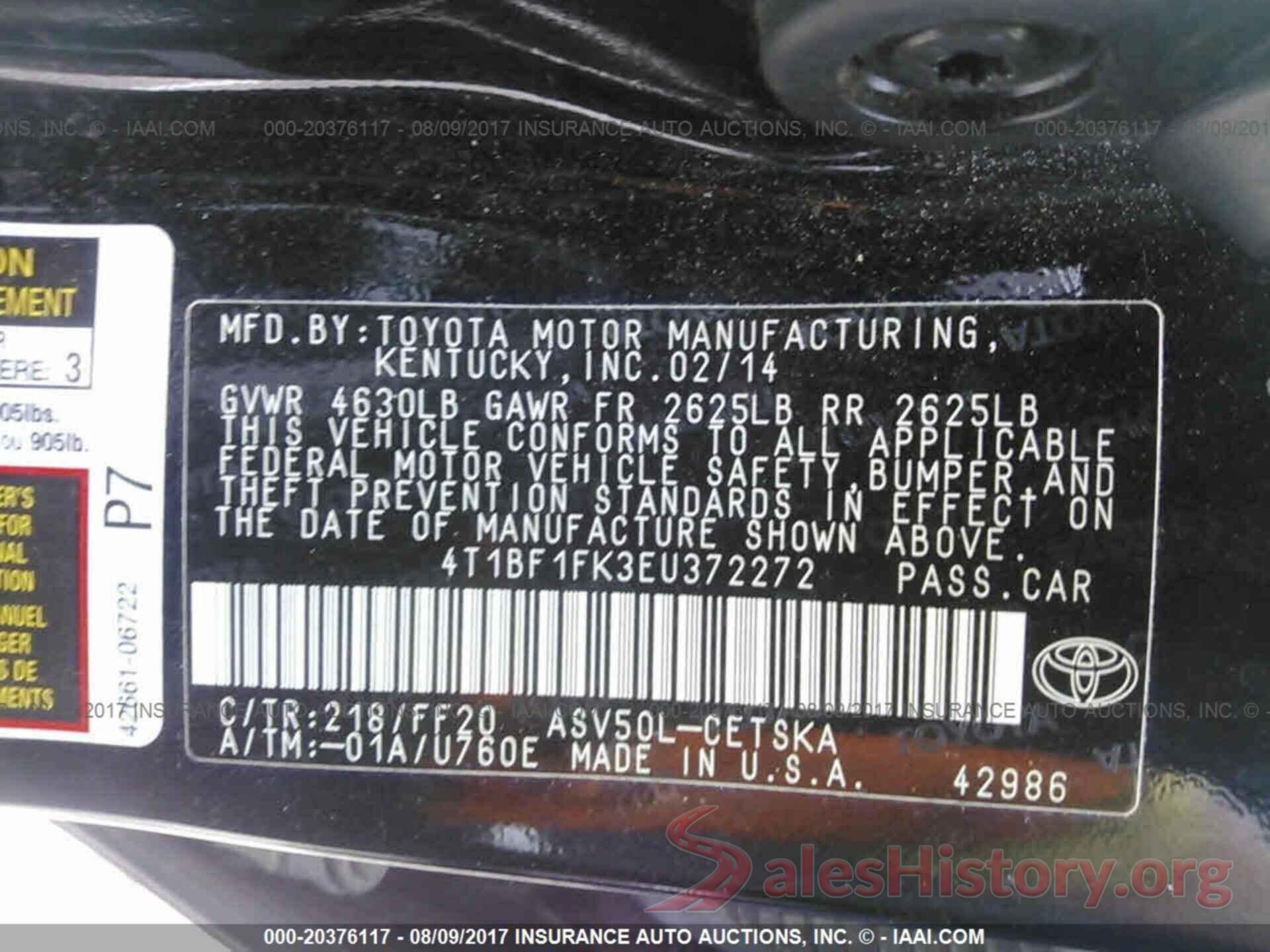 4T1BF1FK3EU372272 2014 Toyota Camry