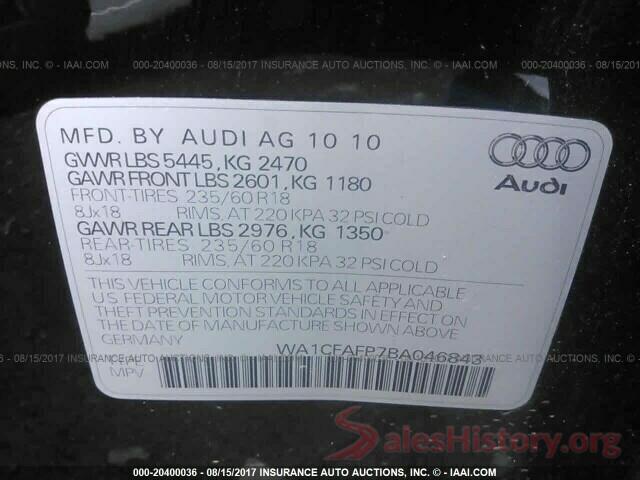 WA1CFAFP7BA046843 2011 Audi Q5