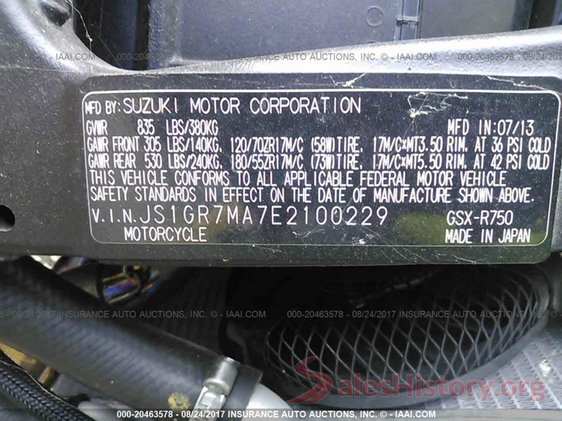 JS1GR7MA7E2100229 2014 Suzuki Gsx-r750