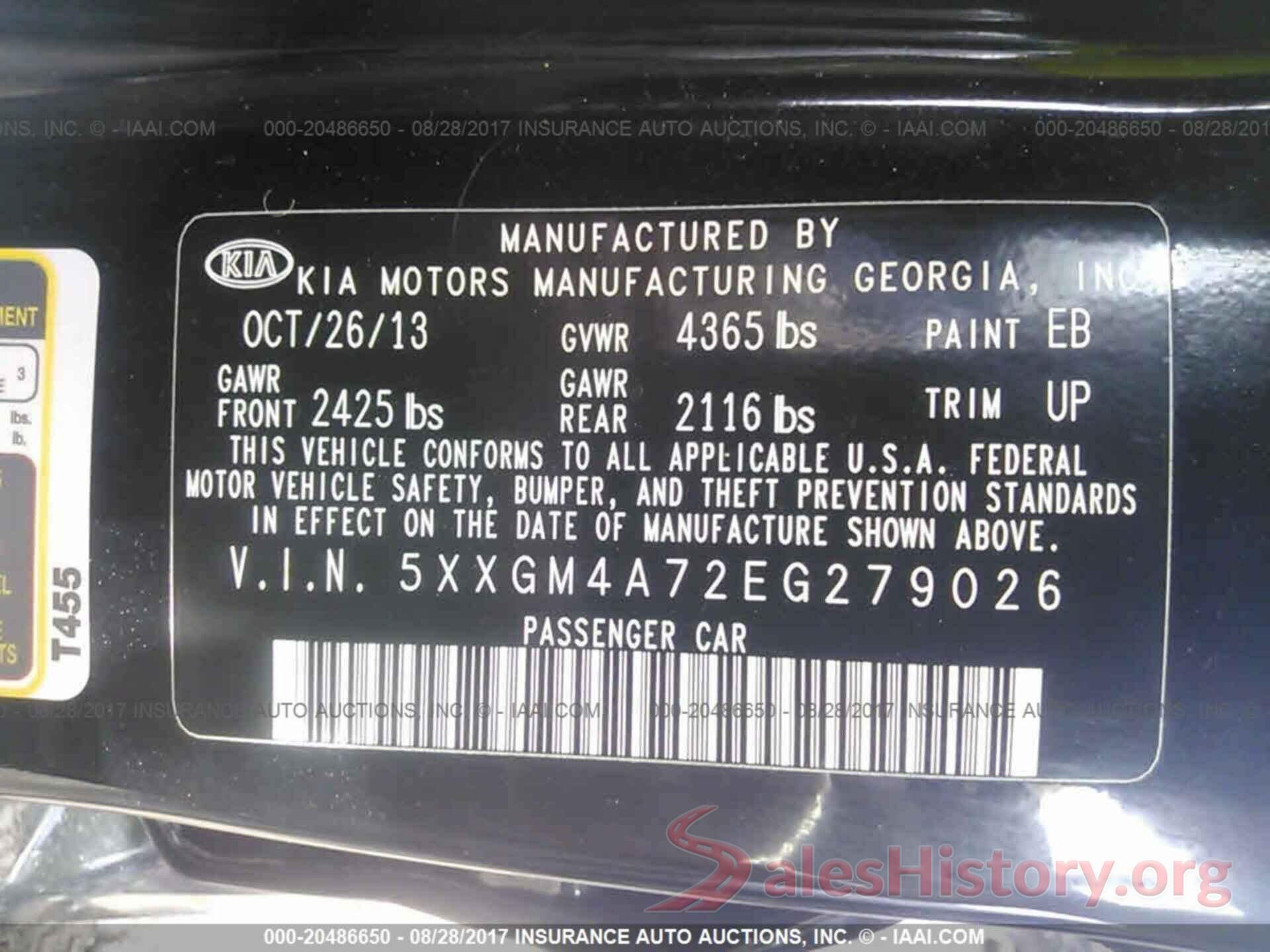 5XXGM4A72EG279026 2014 Kia Optima