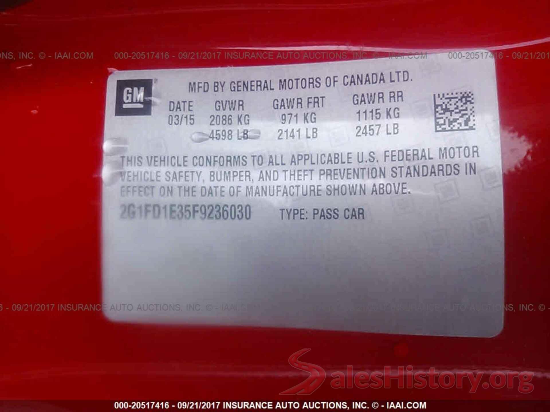 2G1FD1E35F9236030 2015 Chevrolet Camaro