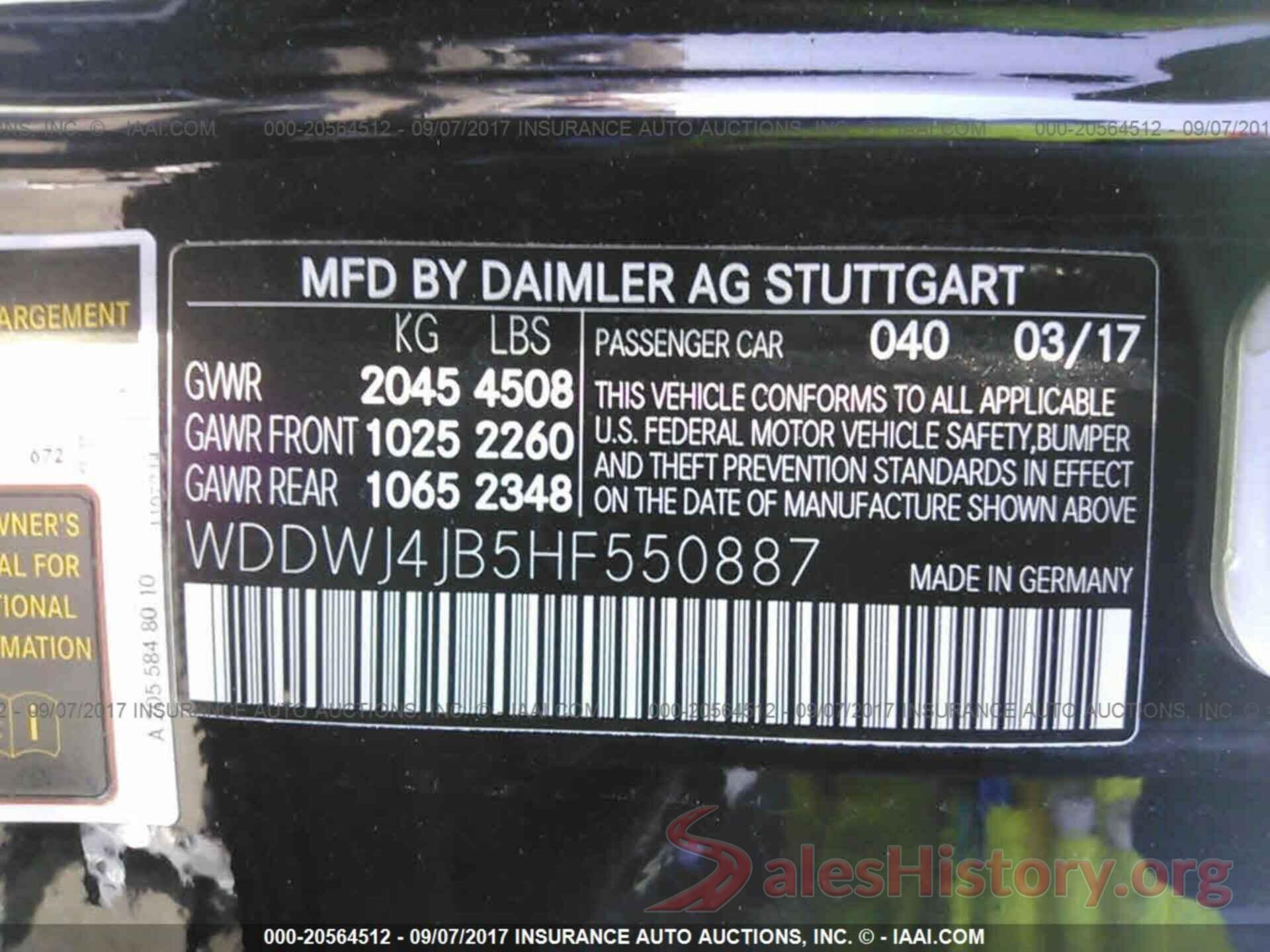 WDDWJ4JB5HF550887 2017 Mercedes-benz C