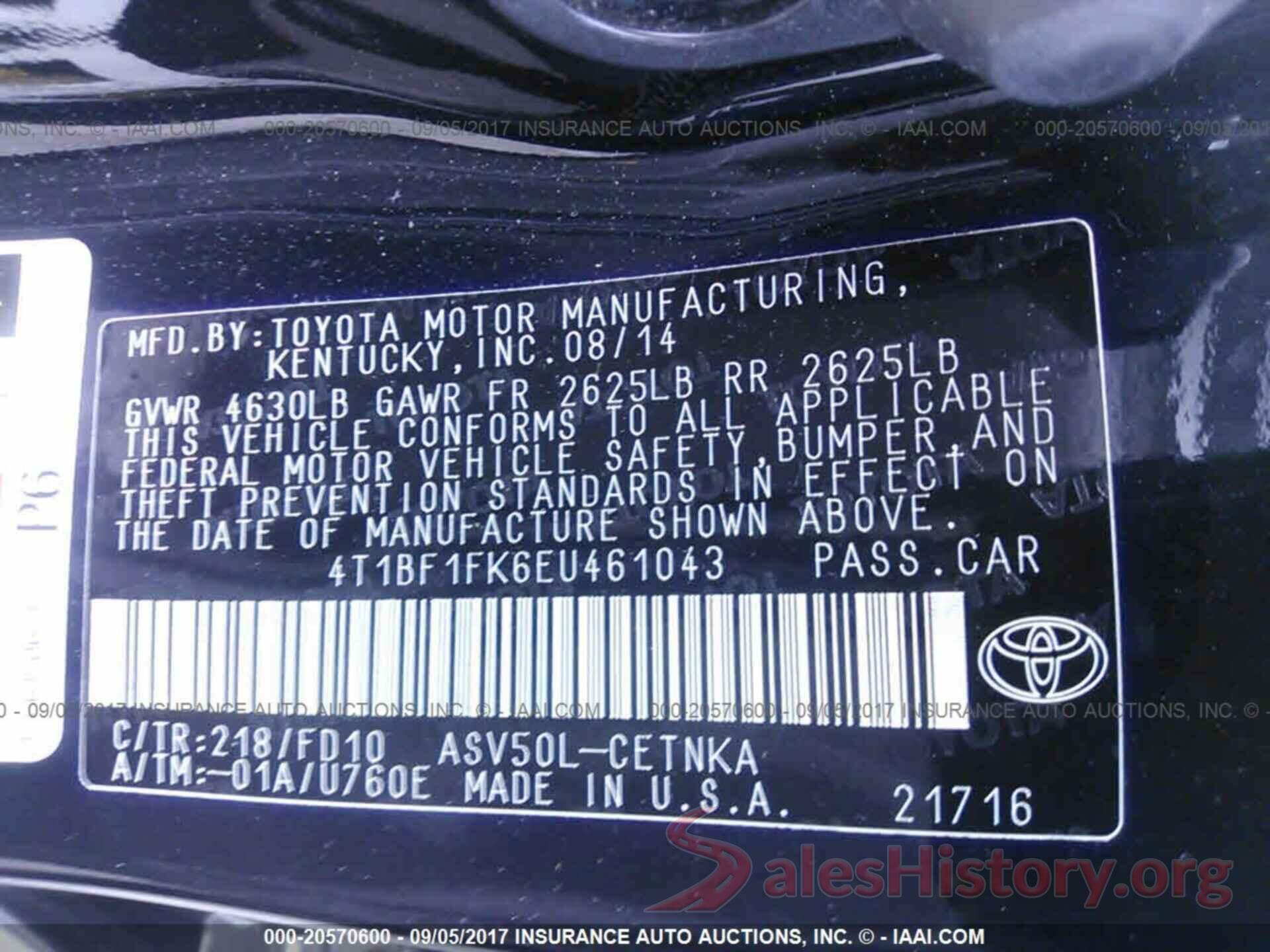 4T1BF1FK6EU461043 2014 Toyota Camry