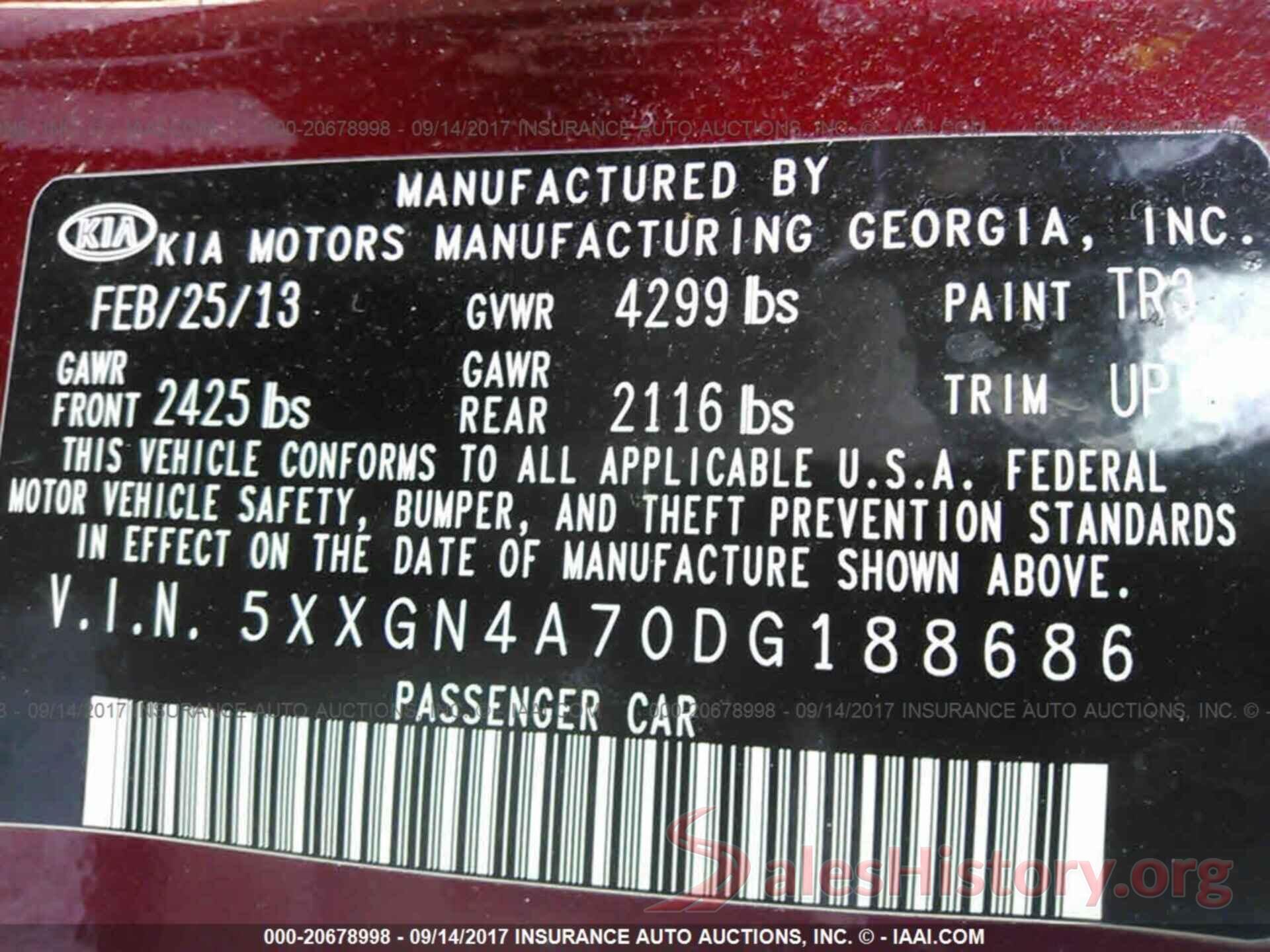 5XXGN4A70DG188686 2013 Kia Optima