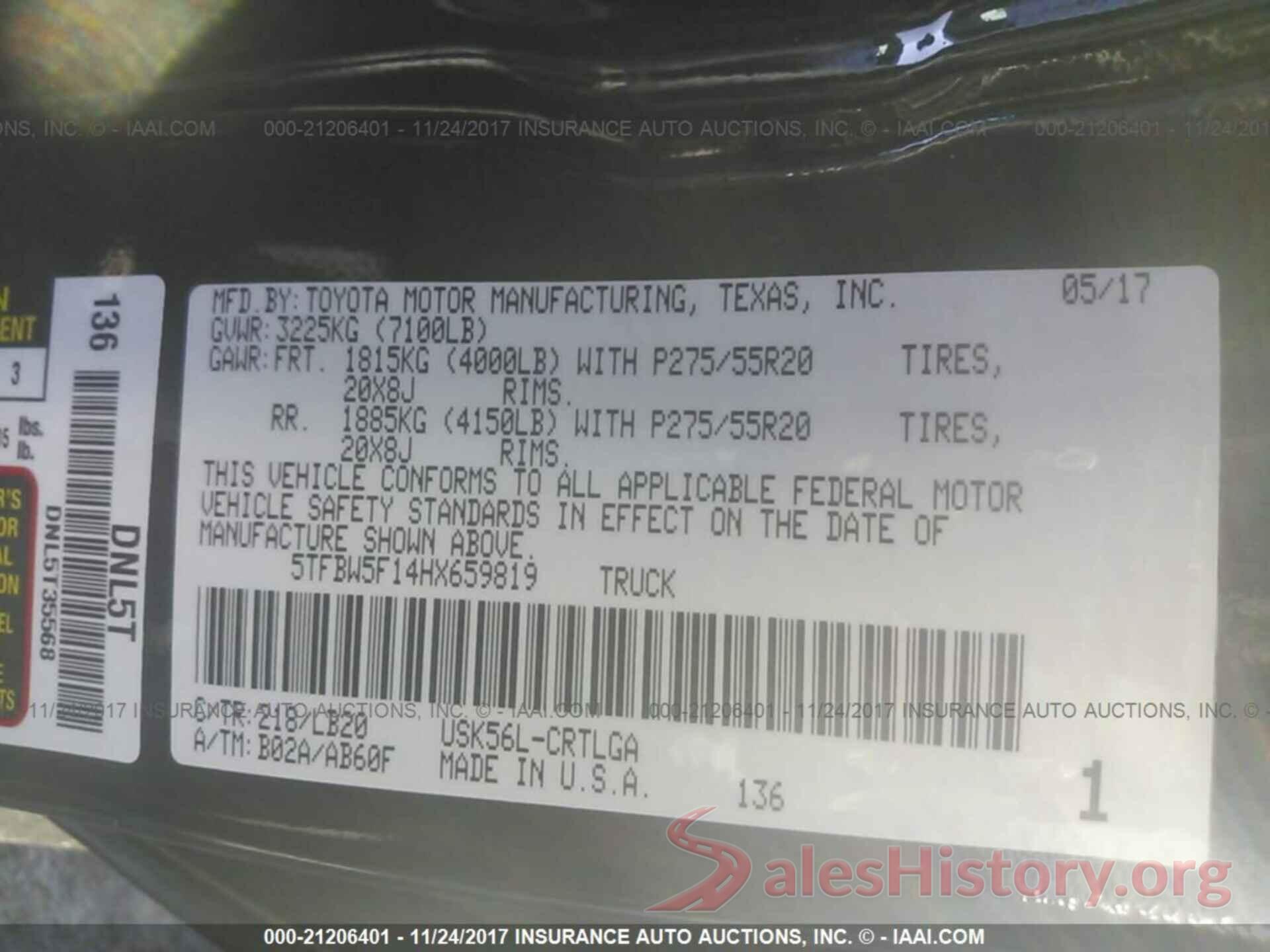 5TFBW5F14HX659819 2017 Toyota Tundra