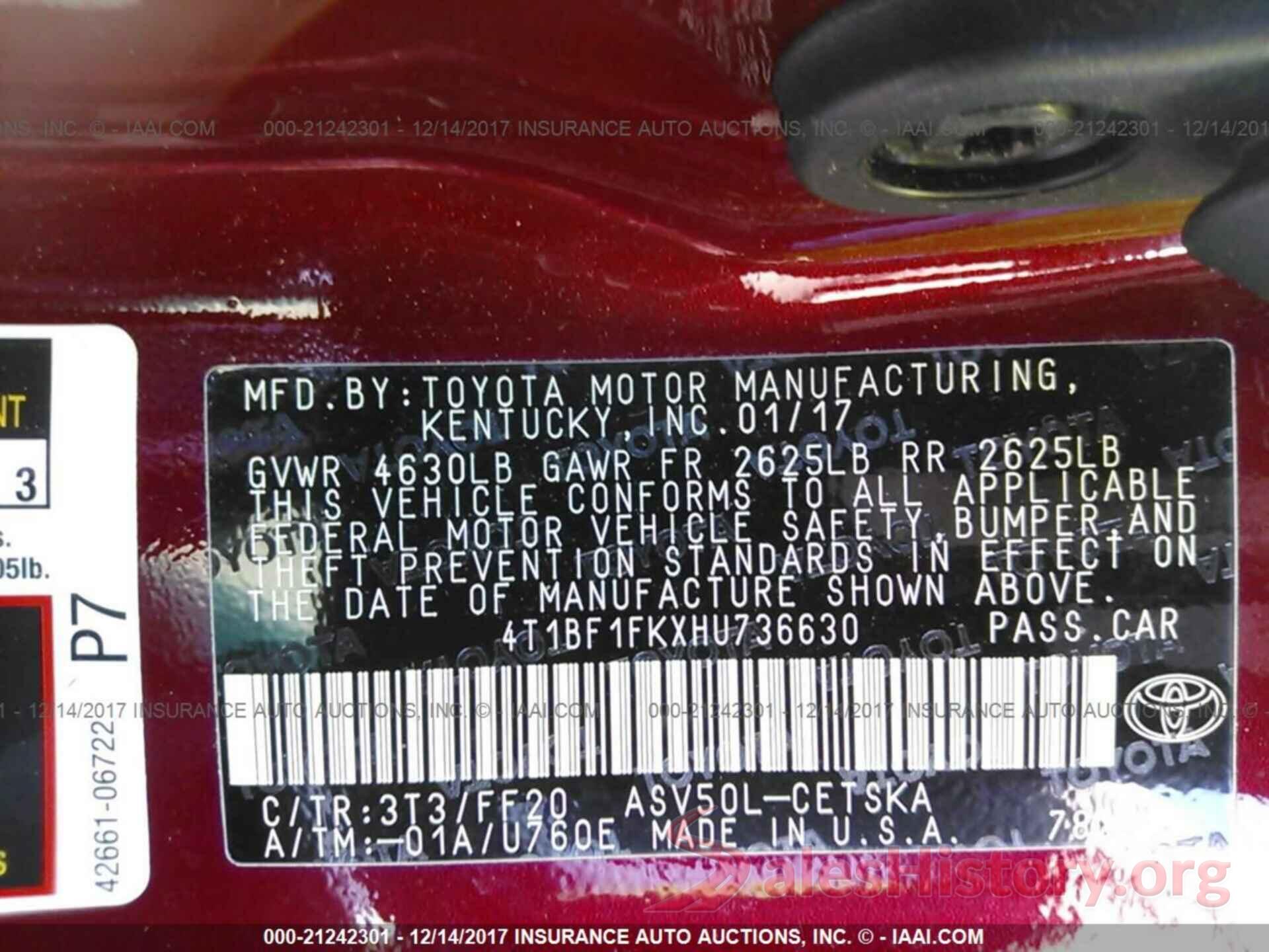 4T1BF1FKXHU736630 2017 Toyota Camry