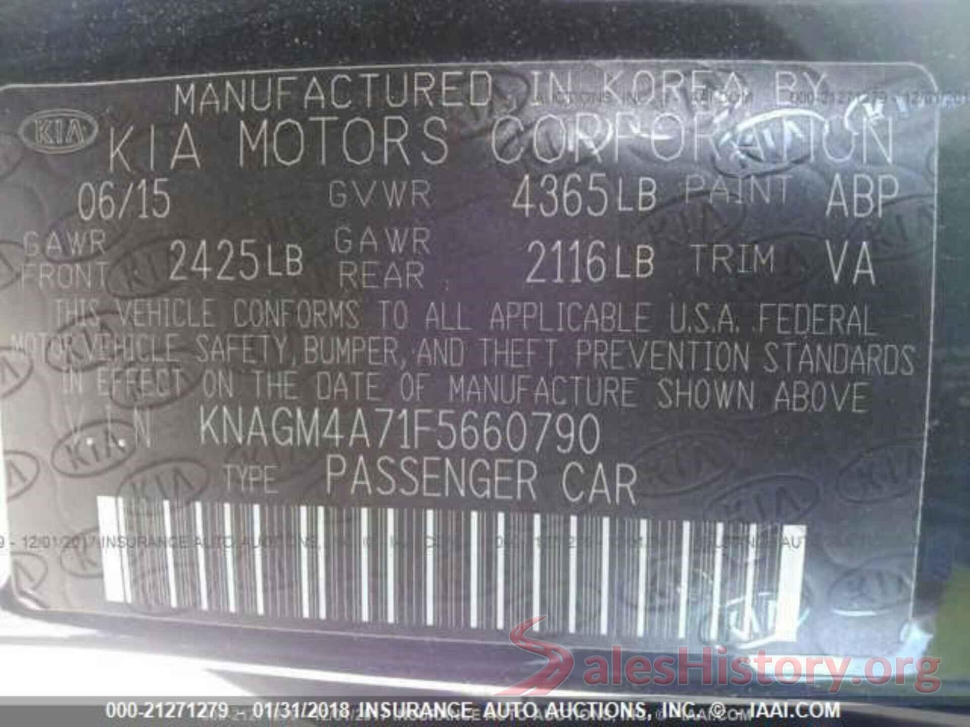 KNAGM4A71F5660790 2015 Kia Optima