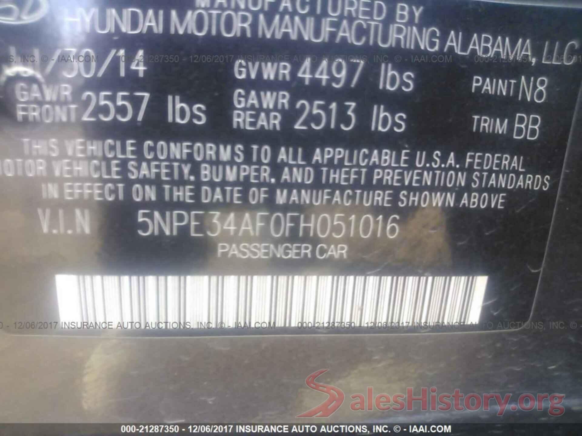 5NPE34AF0FH051016 2015 Hyundai Sonata