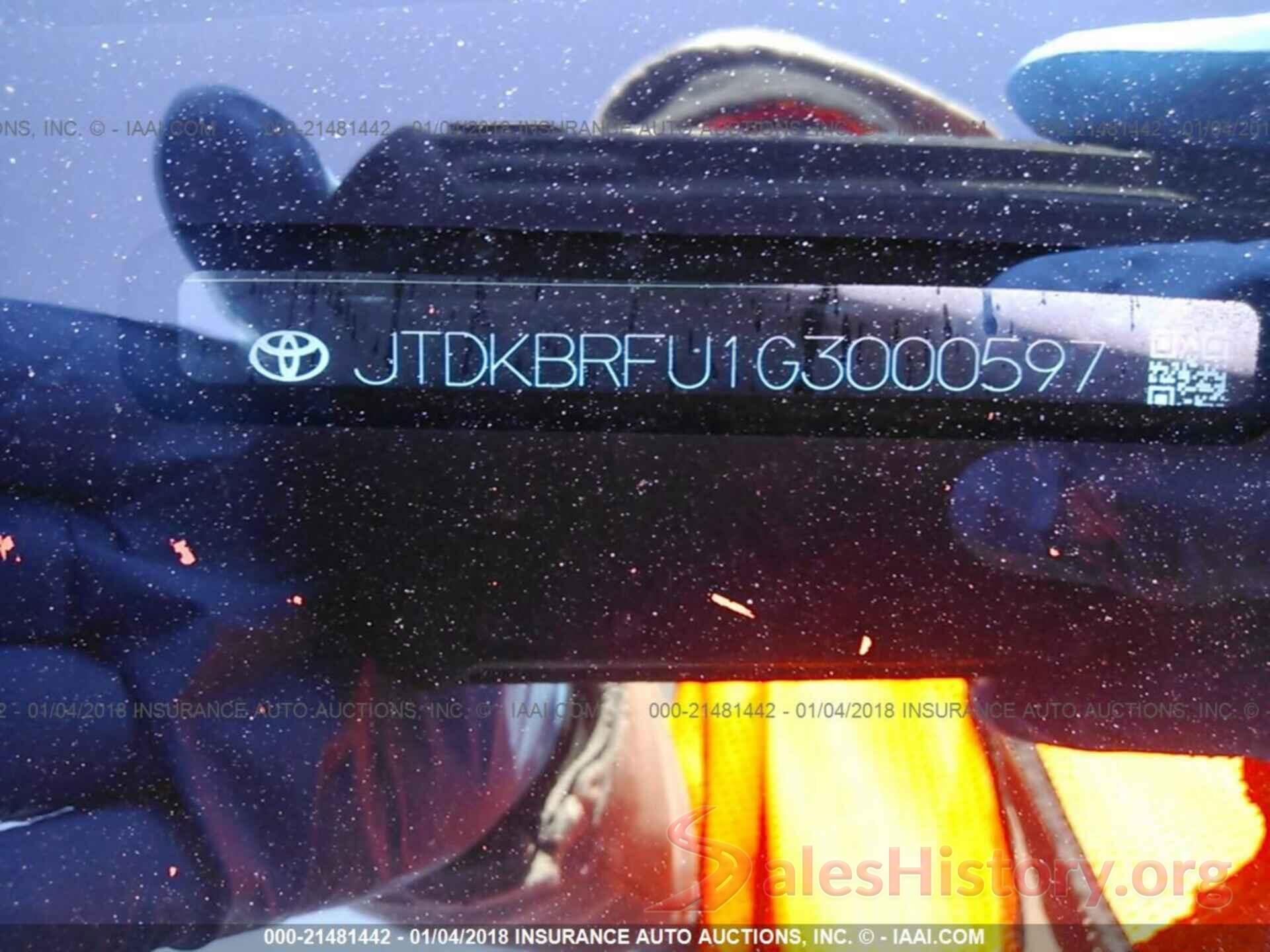 JTDKBRFU1G3000597 2016 Toyota Prius