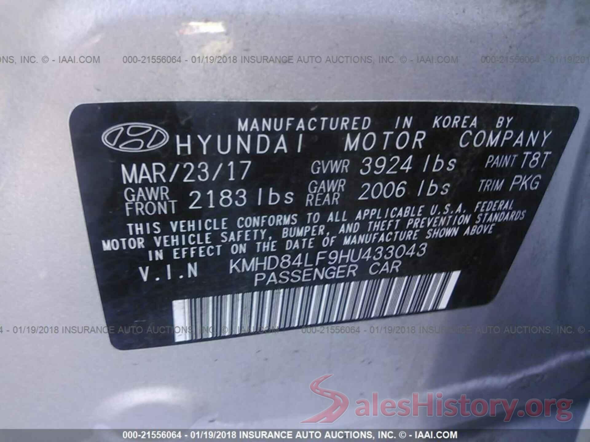 KMHD84LF9HU433043 2017 HYUNDAI ELANTRA