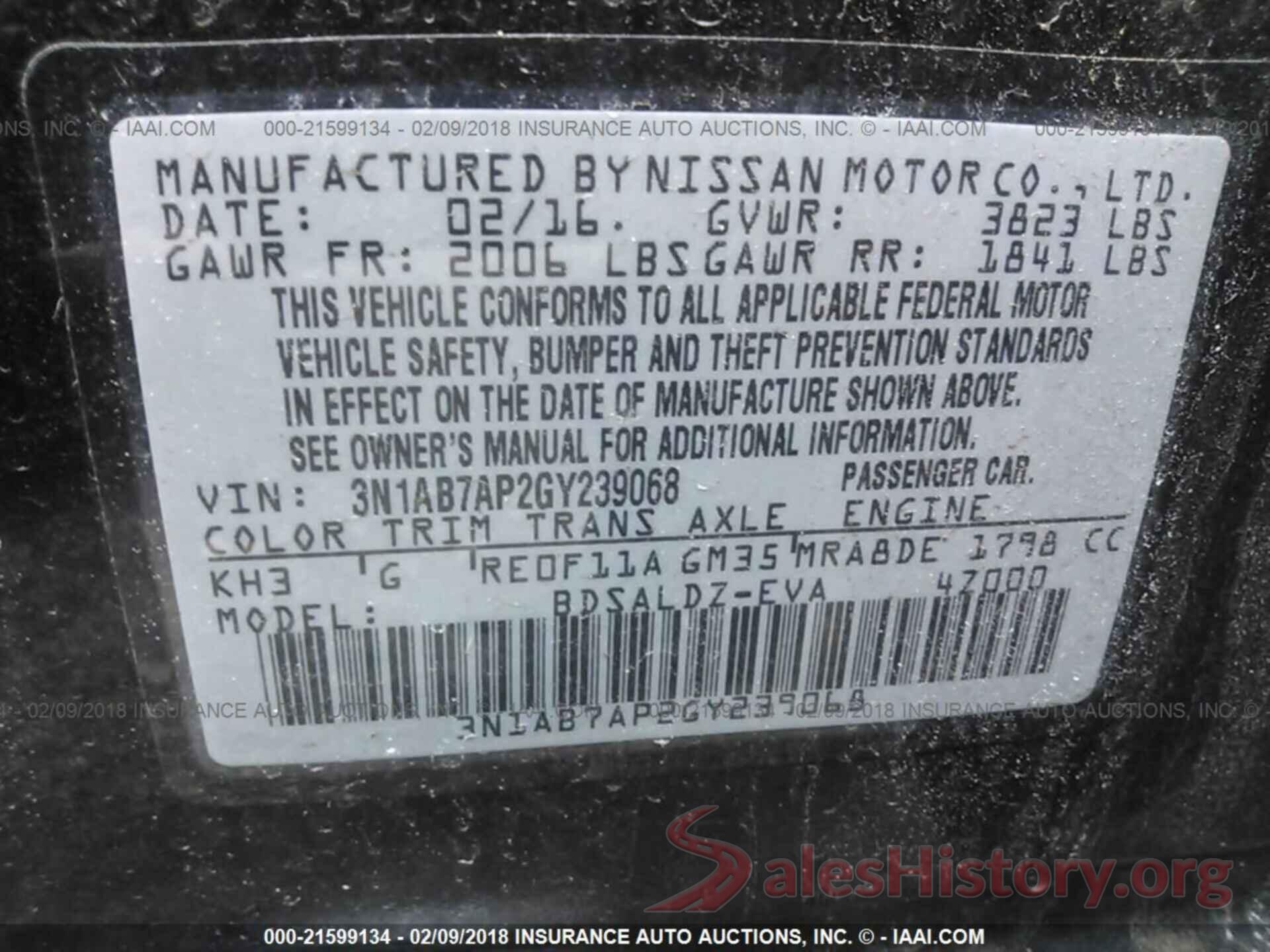 3N1AB7AP2GY239068 2016 Nissan Sentra