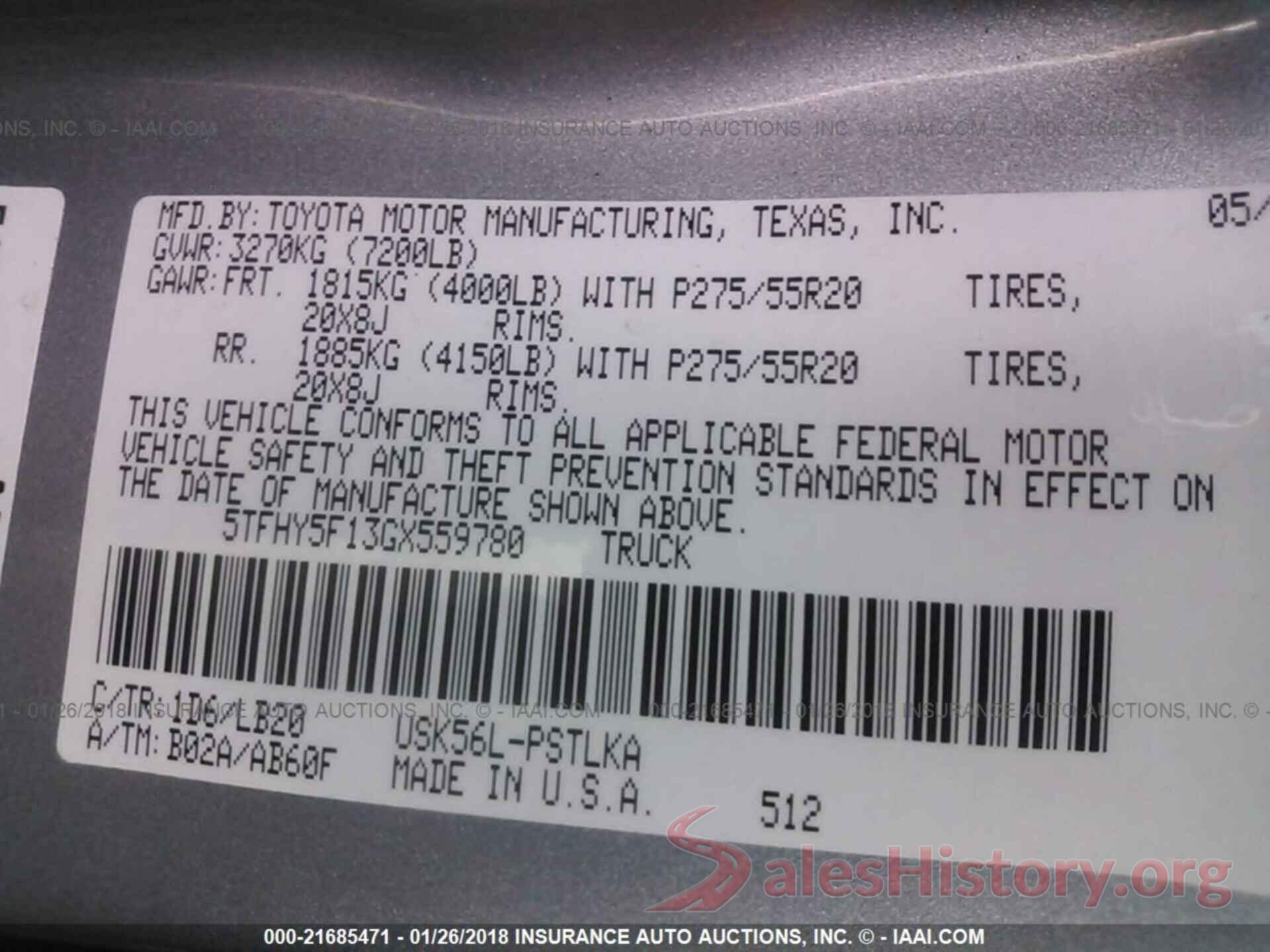 5TFHY5F13GX559780 2016 Toyota Tundra