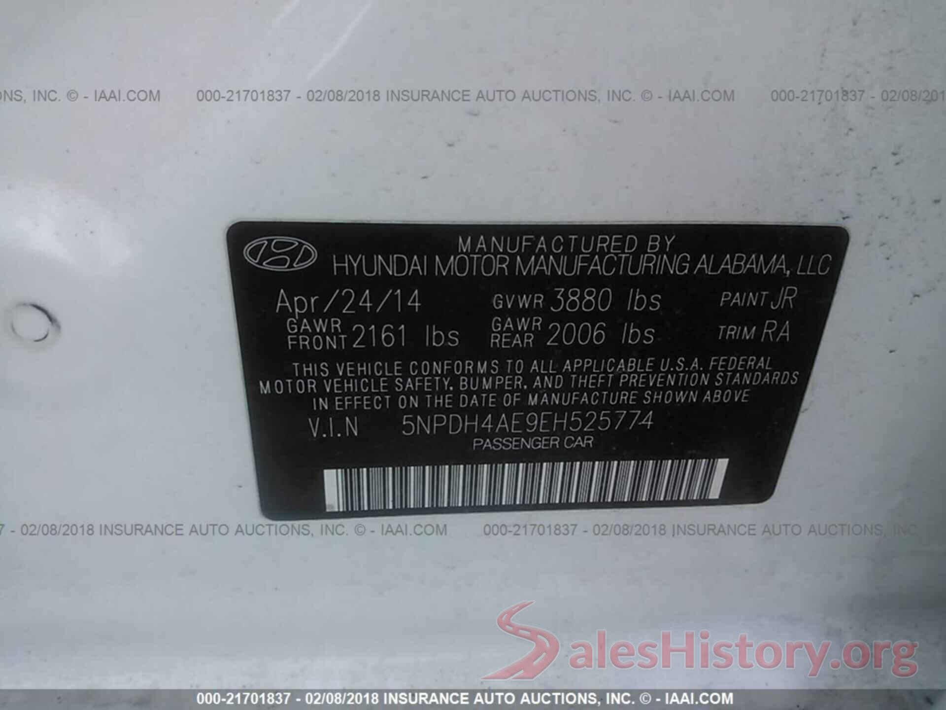 5NPDH4AE9EH525774 2014 Hyundai Elantra