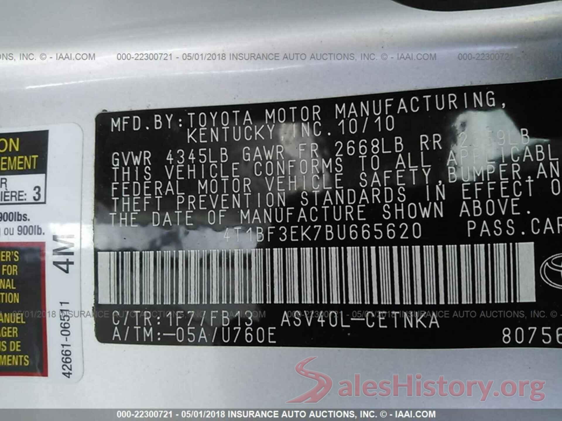 4T1BF3EK7BU665620 2011 Toyota Camry