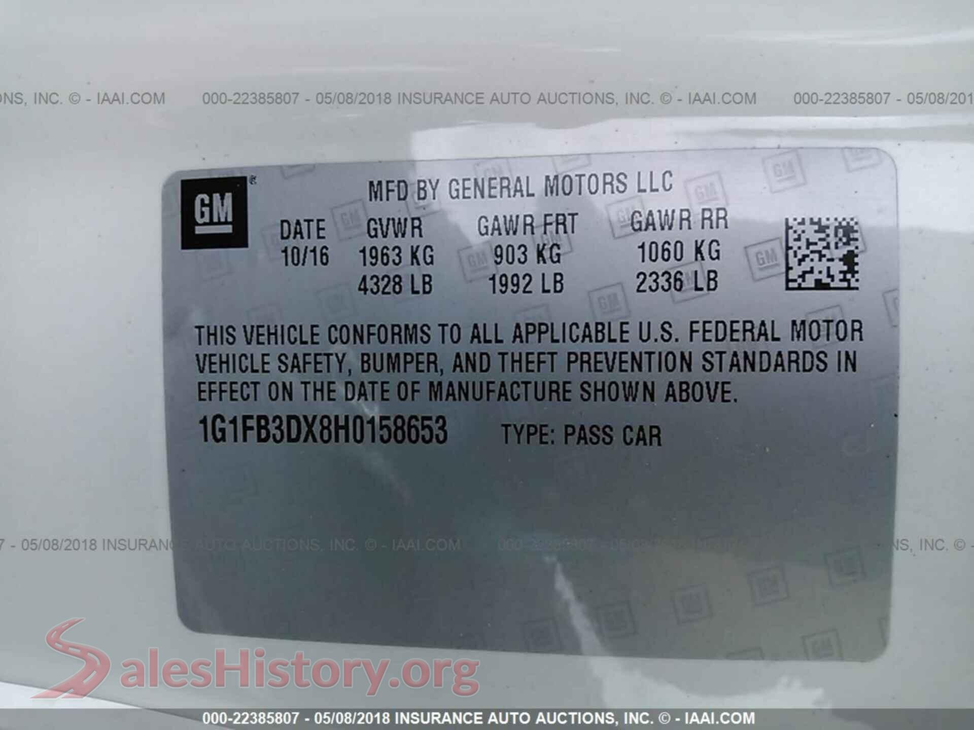 2017 Chevrolet Camaro VIN 1G1FB3DX8H0158653, engine bay