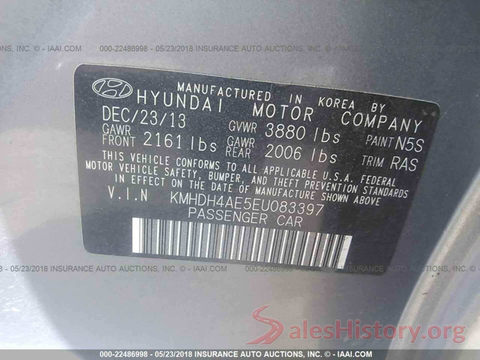 KMHDH4AE5EU083397 2014 Hyundai Elantra