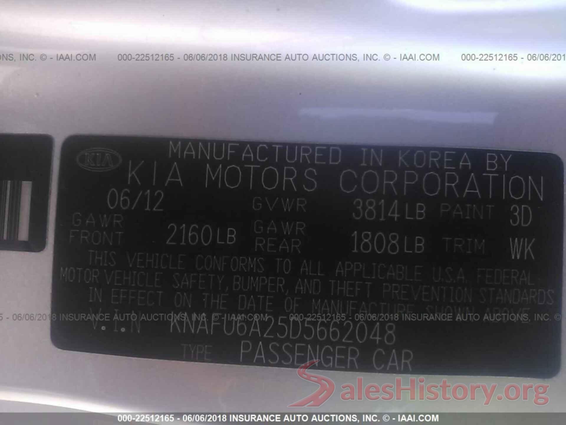 KNAFU6A25D5662048 2013 Kia Forte