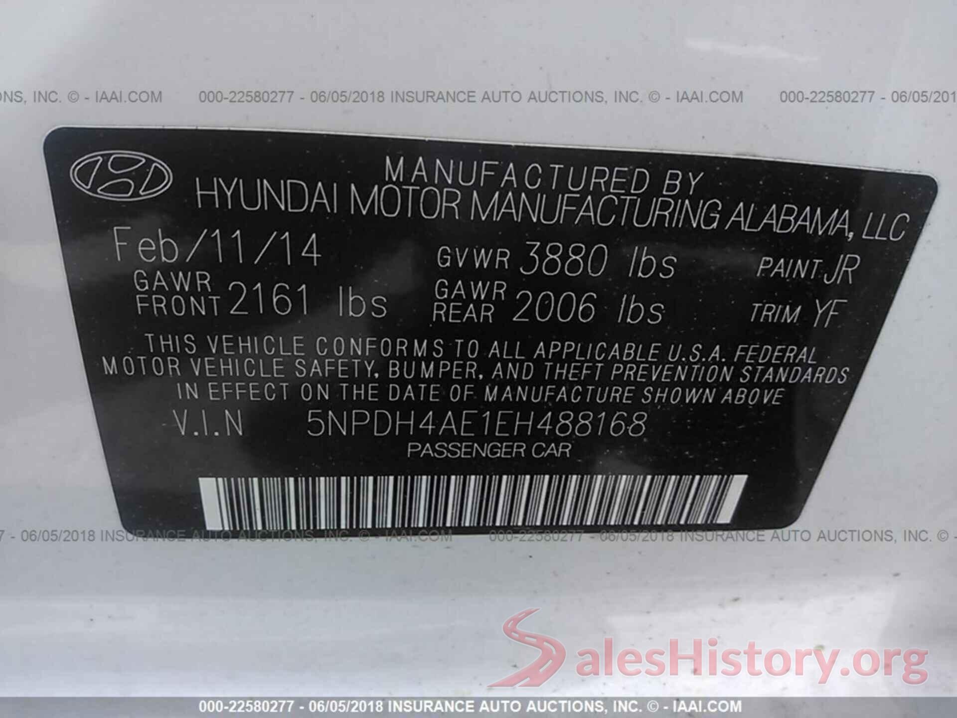 5NPDH4AE1EH488168 2014 Hyundai Elantra