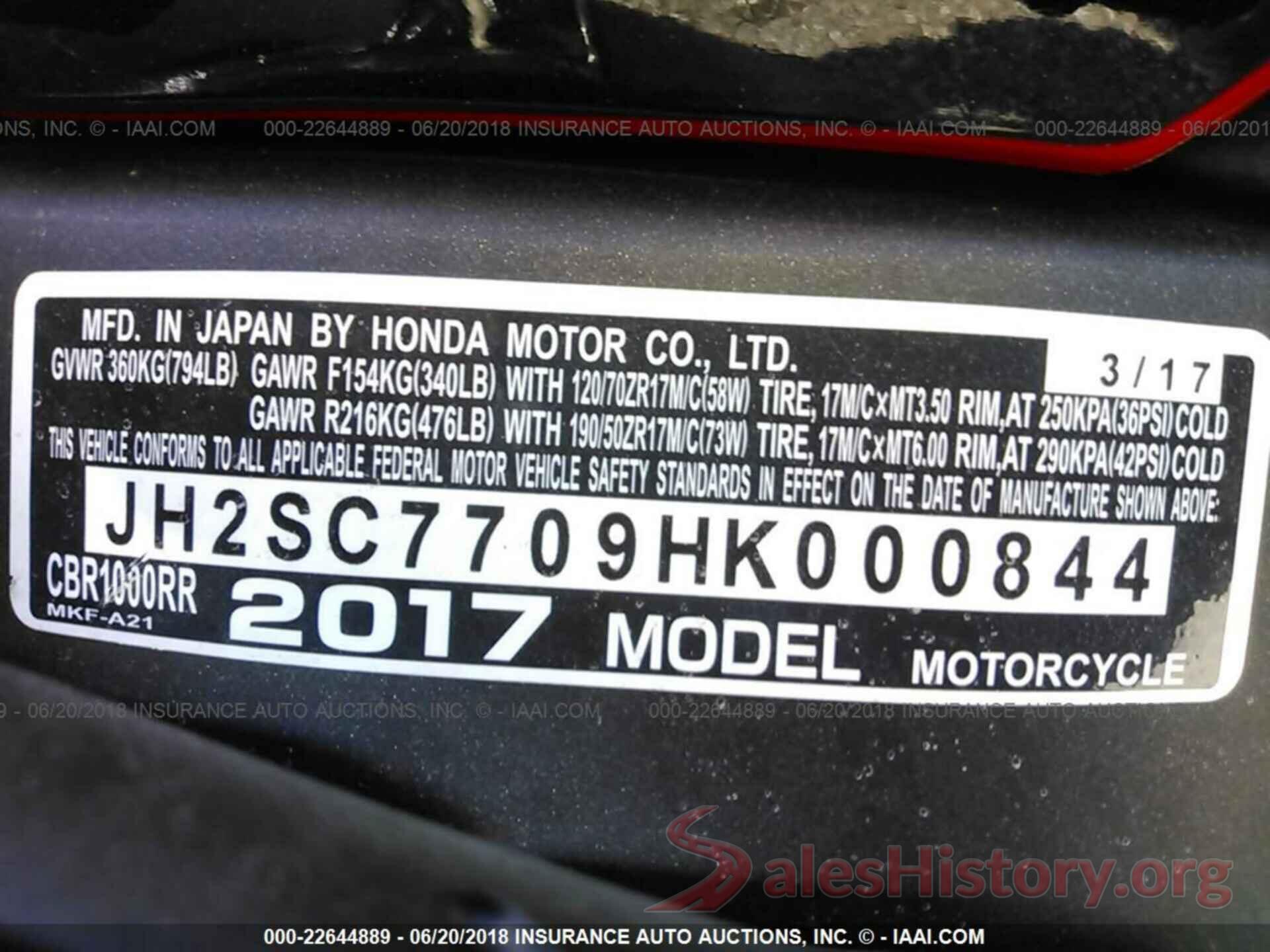 JH2SC7709HK000844 2017 Honda Cbr1000