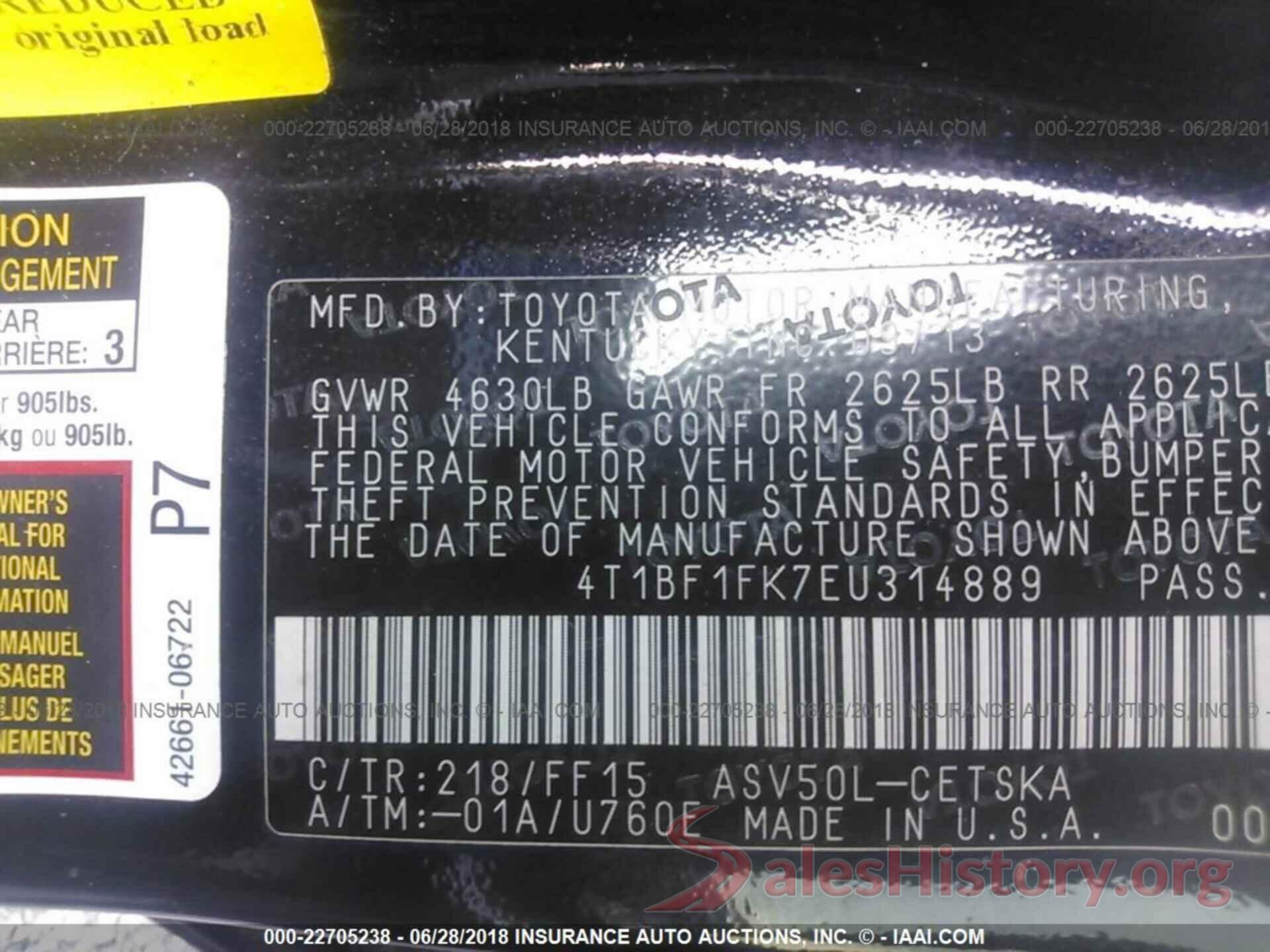 4T1BF1FK7EU314889 2014 Toyota Camry