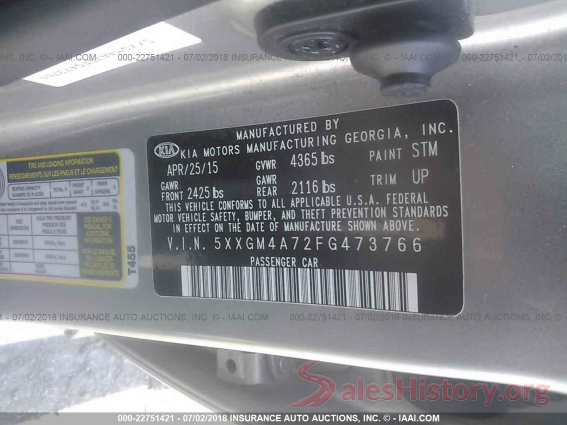 5XXGM4A72FG473766 2015 Kia Optima