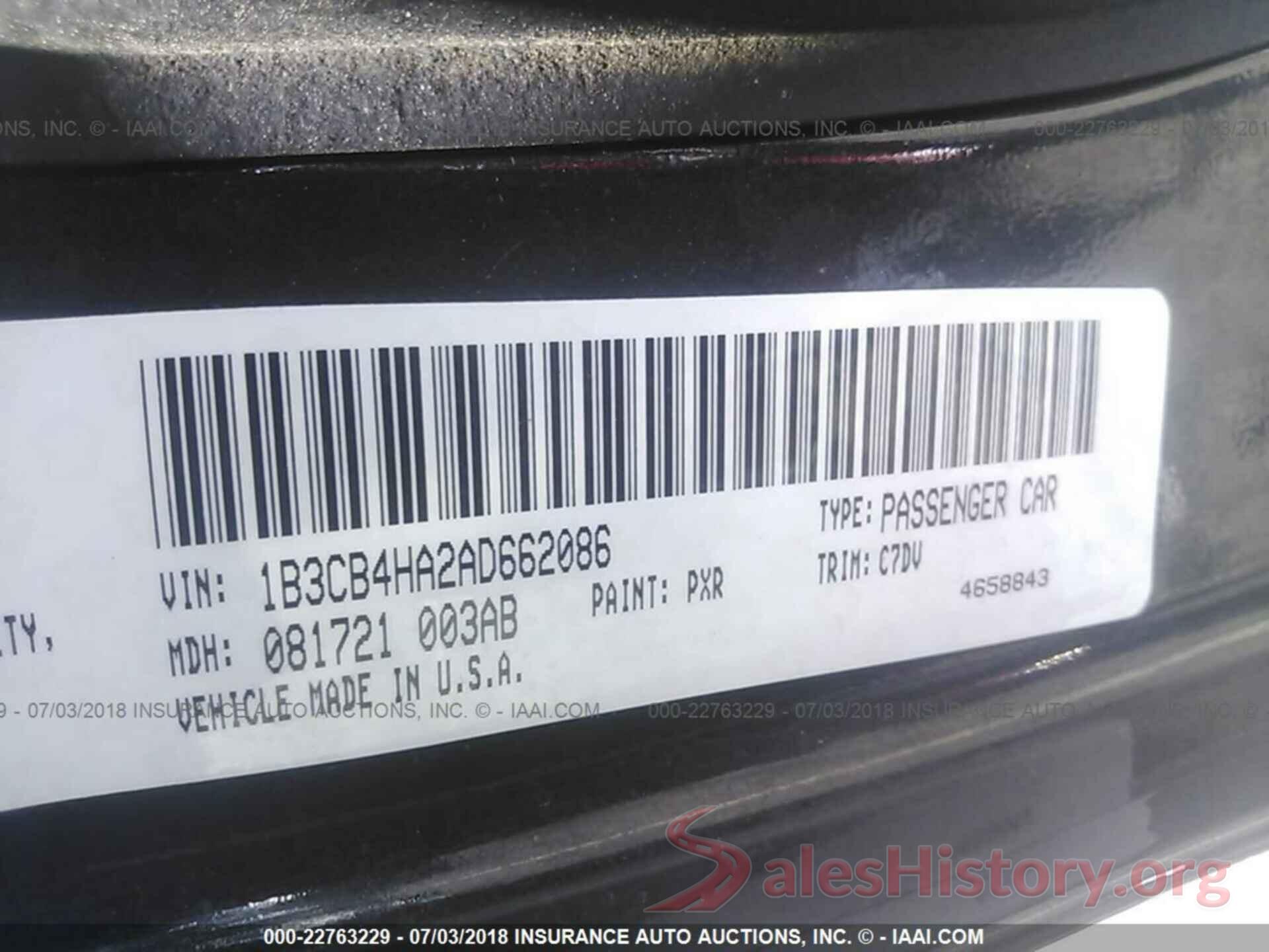 1B3CB4HA2AD662086 2010 DODGE CALIBER