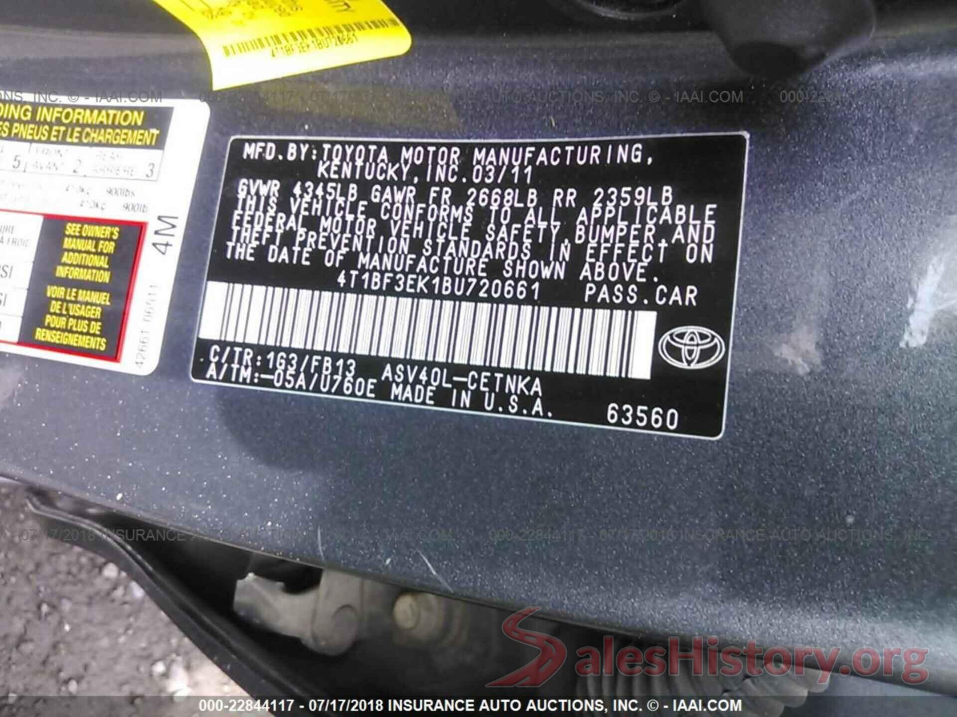 4T1BF3EK1BU720661 2011 Toyota Camry