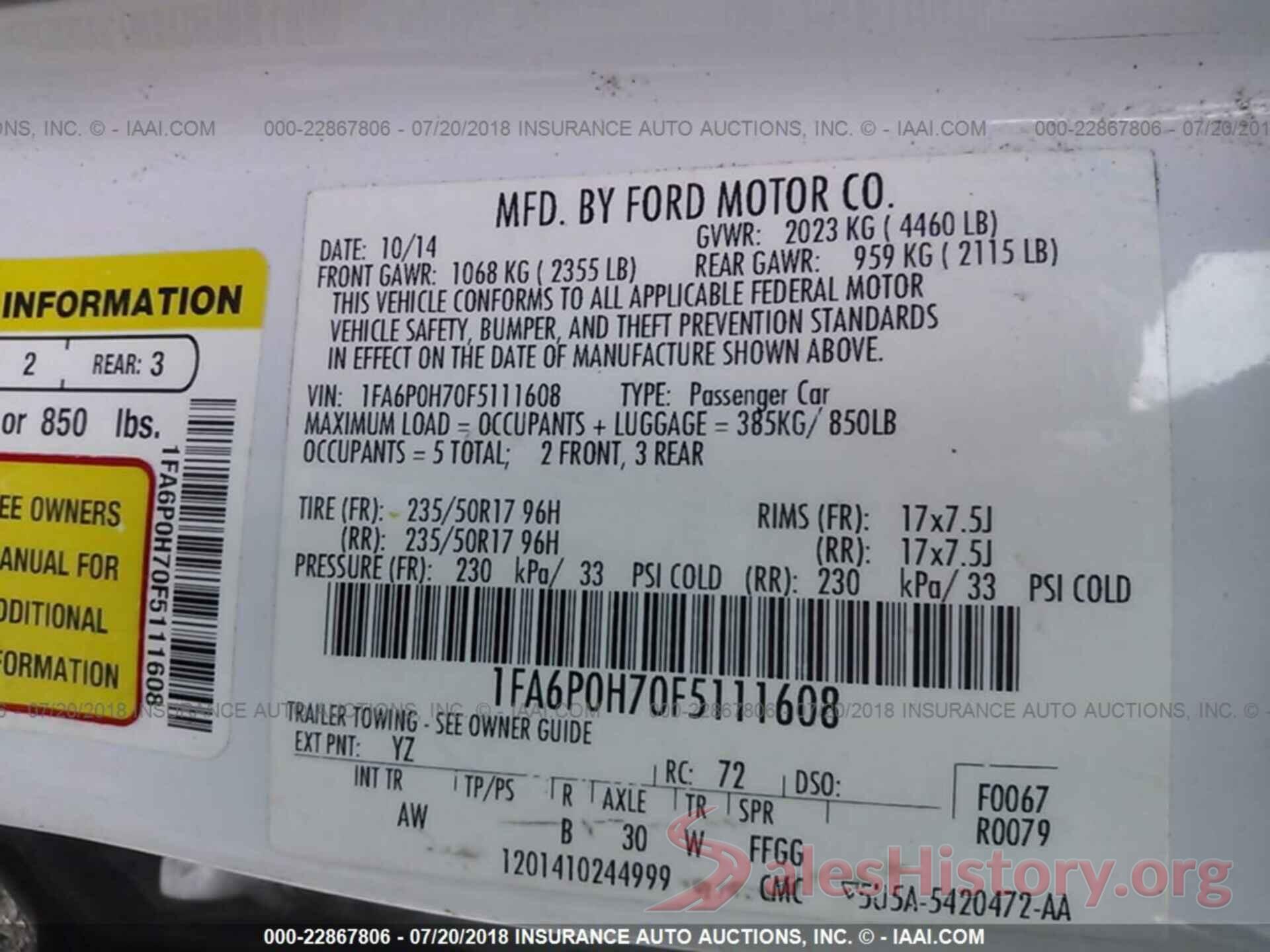 1FA6P0H70F5111608 2015 Ford Fusion