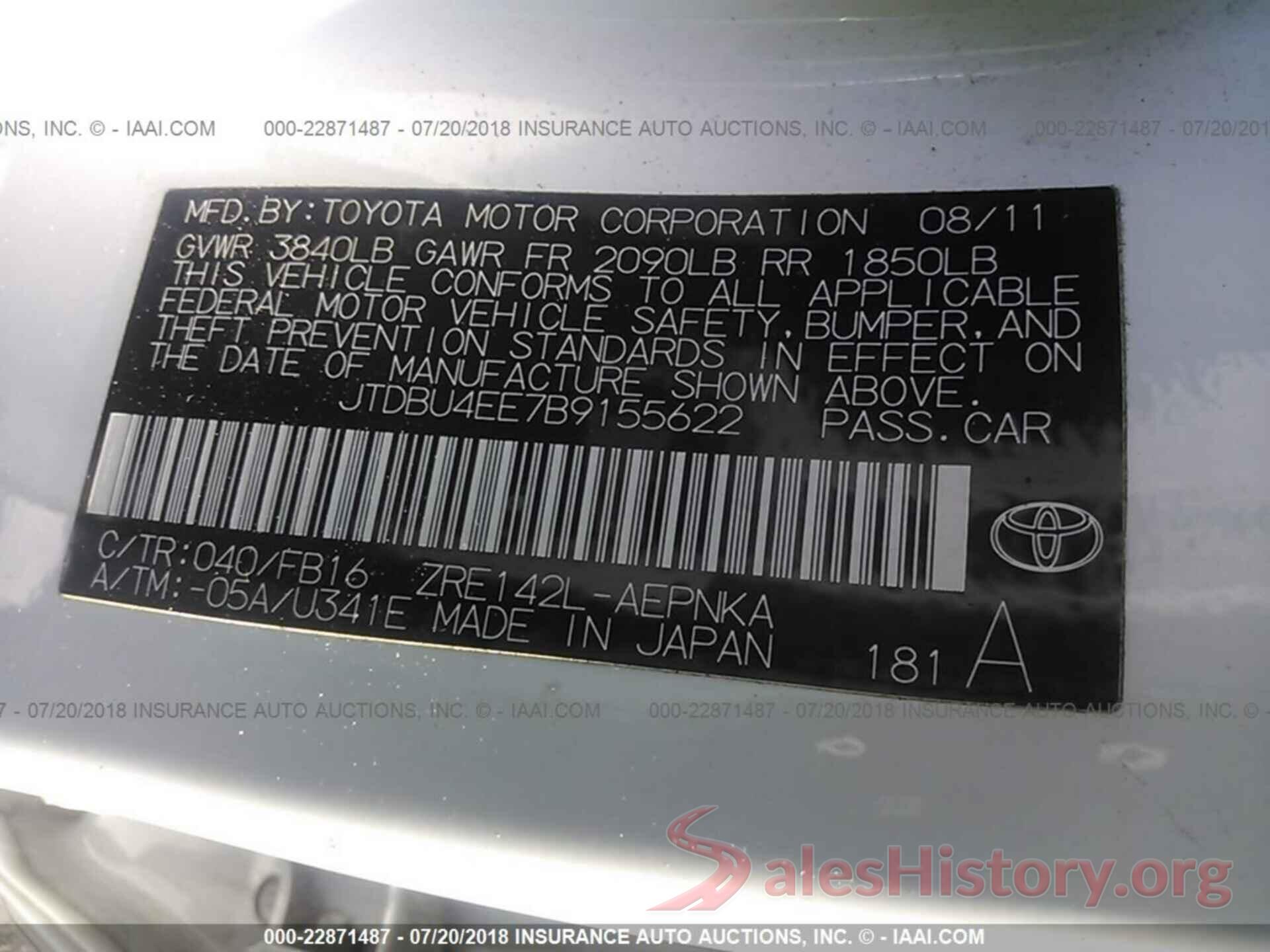 JTDBU4EE7B9155622 2011 Toyota Corolla