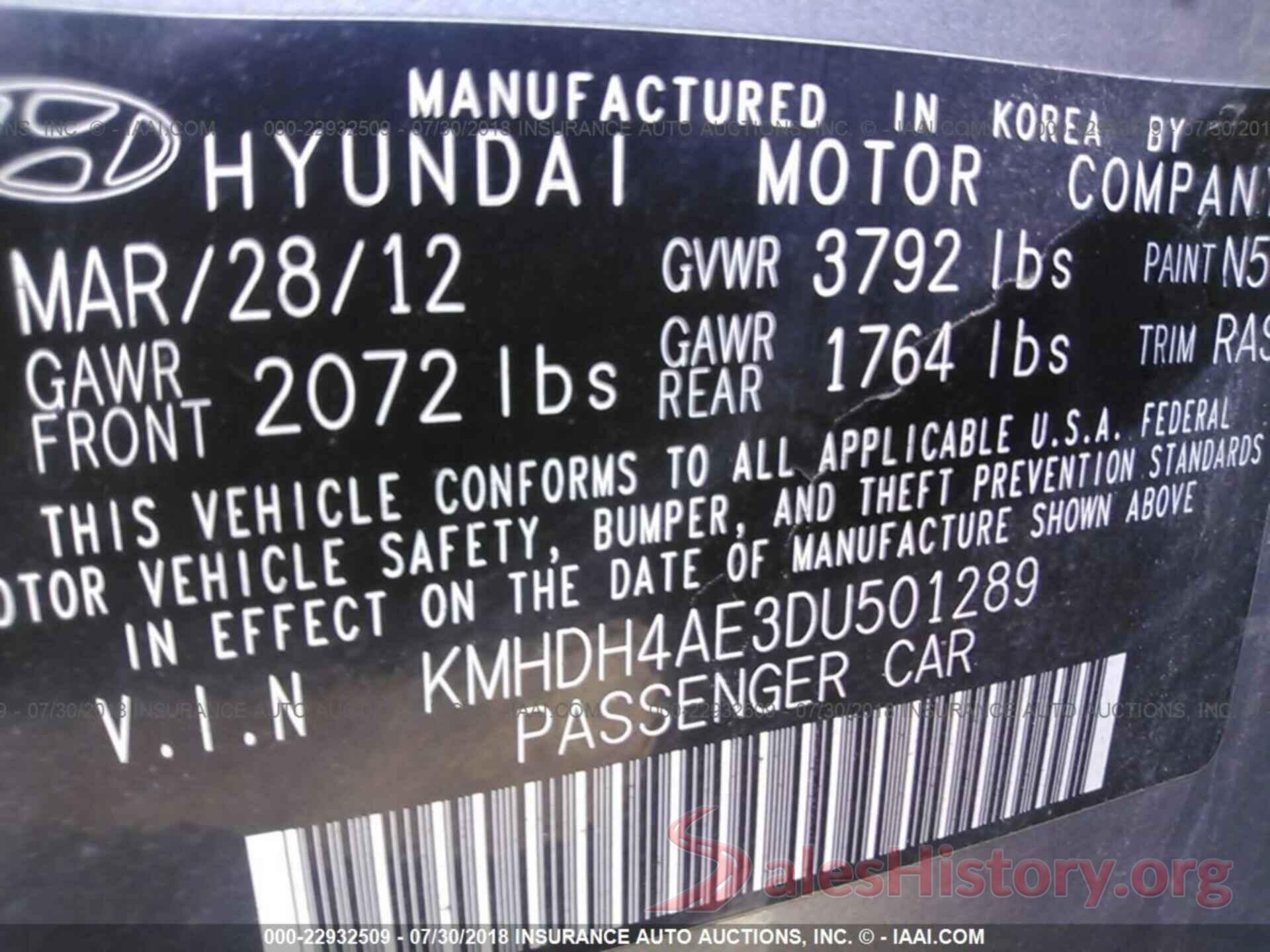 KMHDH4AE3DU501289 2013 Hyundai Elantra