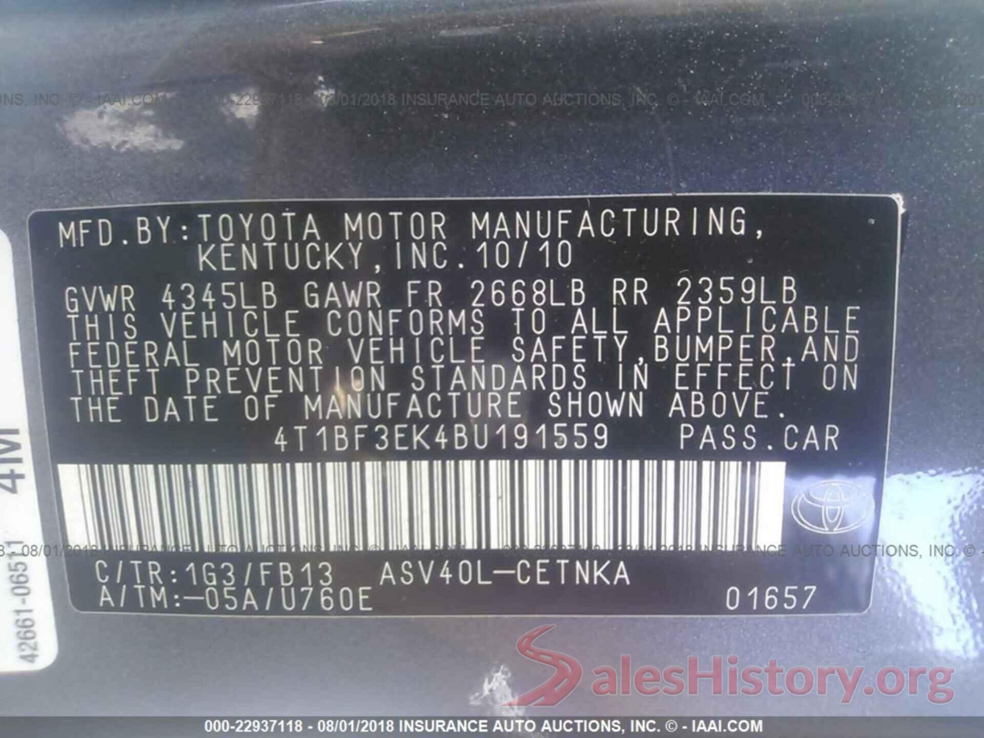 4T1BF3EK4BU191559 2011 Toyota Camry