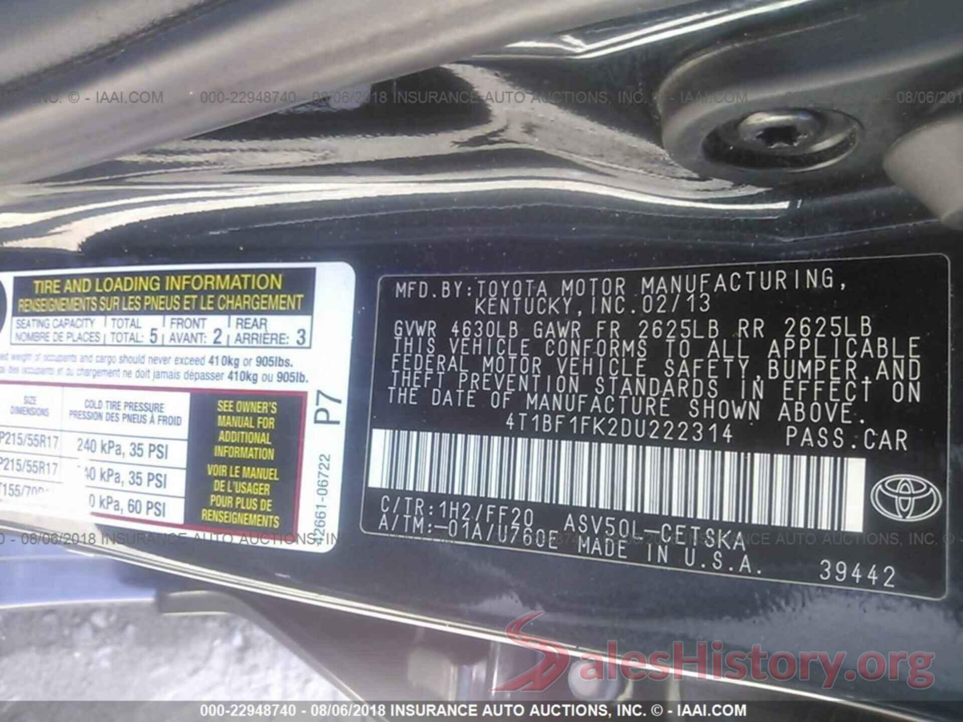 4T1BF1FK2DU222314 2013 Toyota Camry